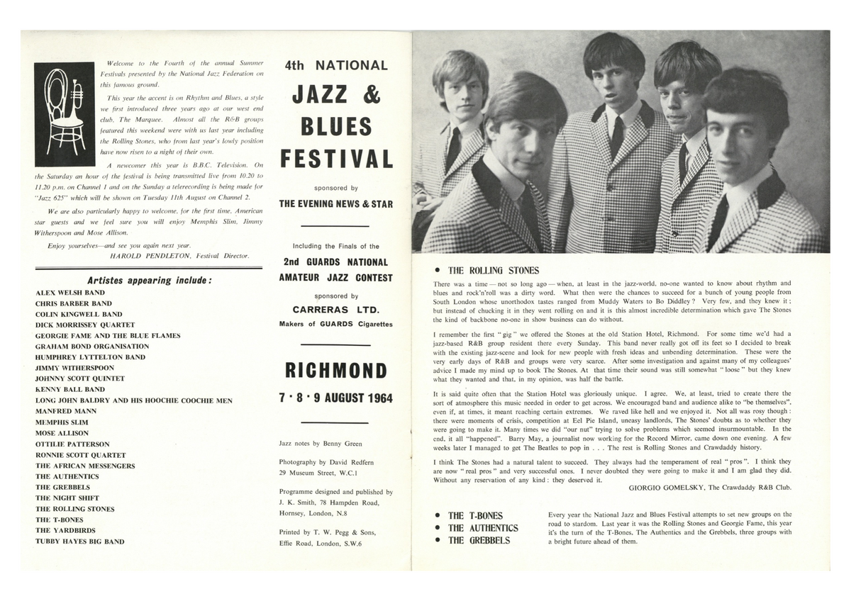 The Rolling Stones 4th National Jazz and Blues Festival Programme 1964