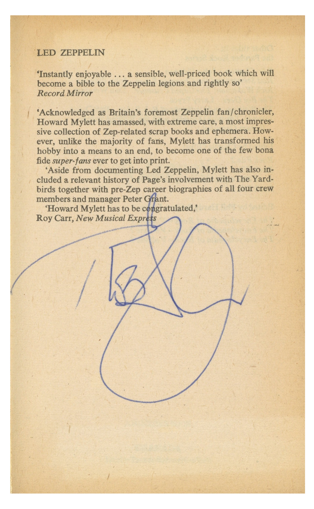 Robert Plant Signed Led Zeppelin Biography
