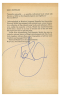 Robert Plant Signed Led Zeppelin Biography