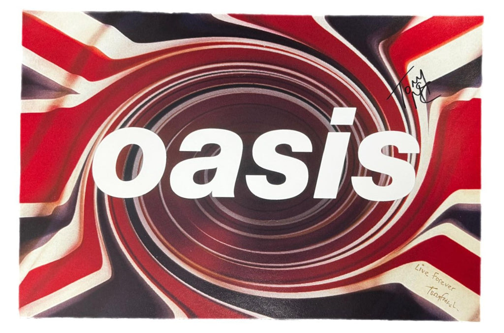 Oasis Union Jack Swirl poster signed by Tony French