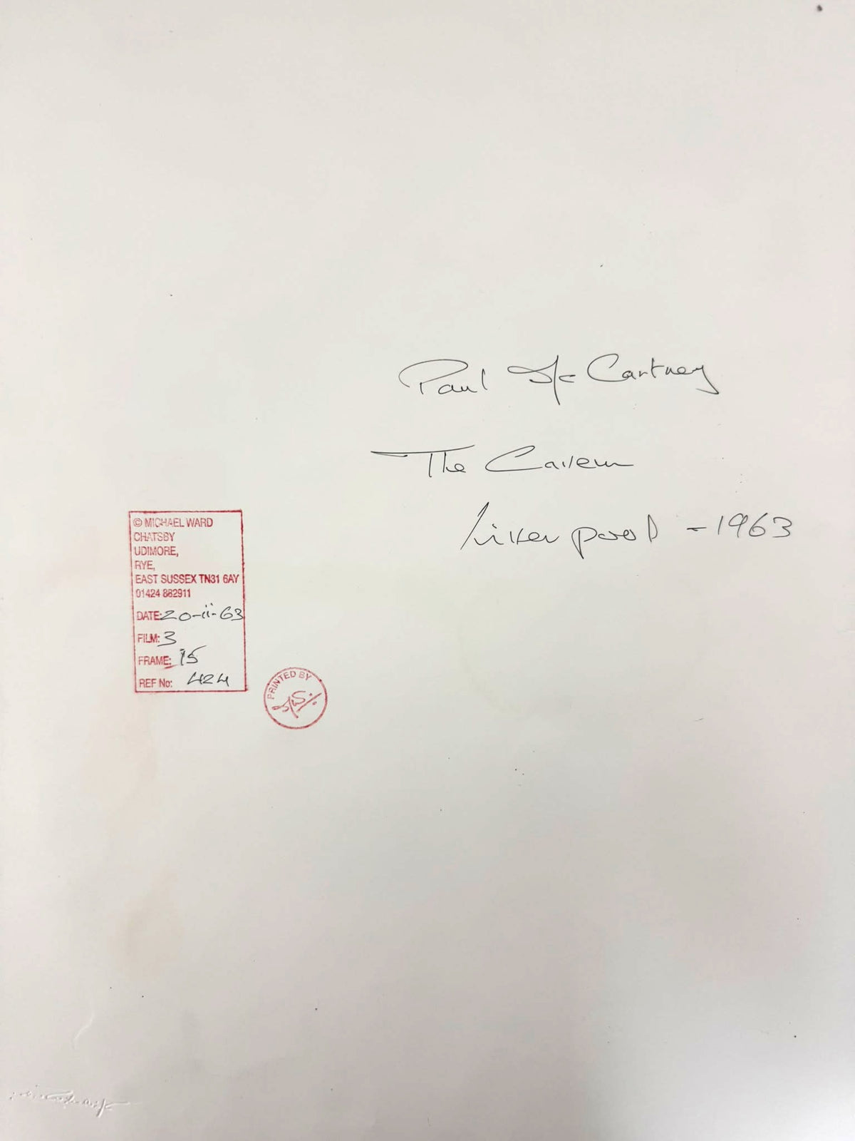 Michael Ward Signed Paul McCartney Cavern Club Photographic Print