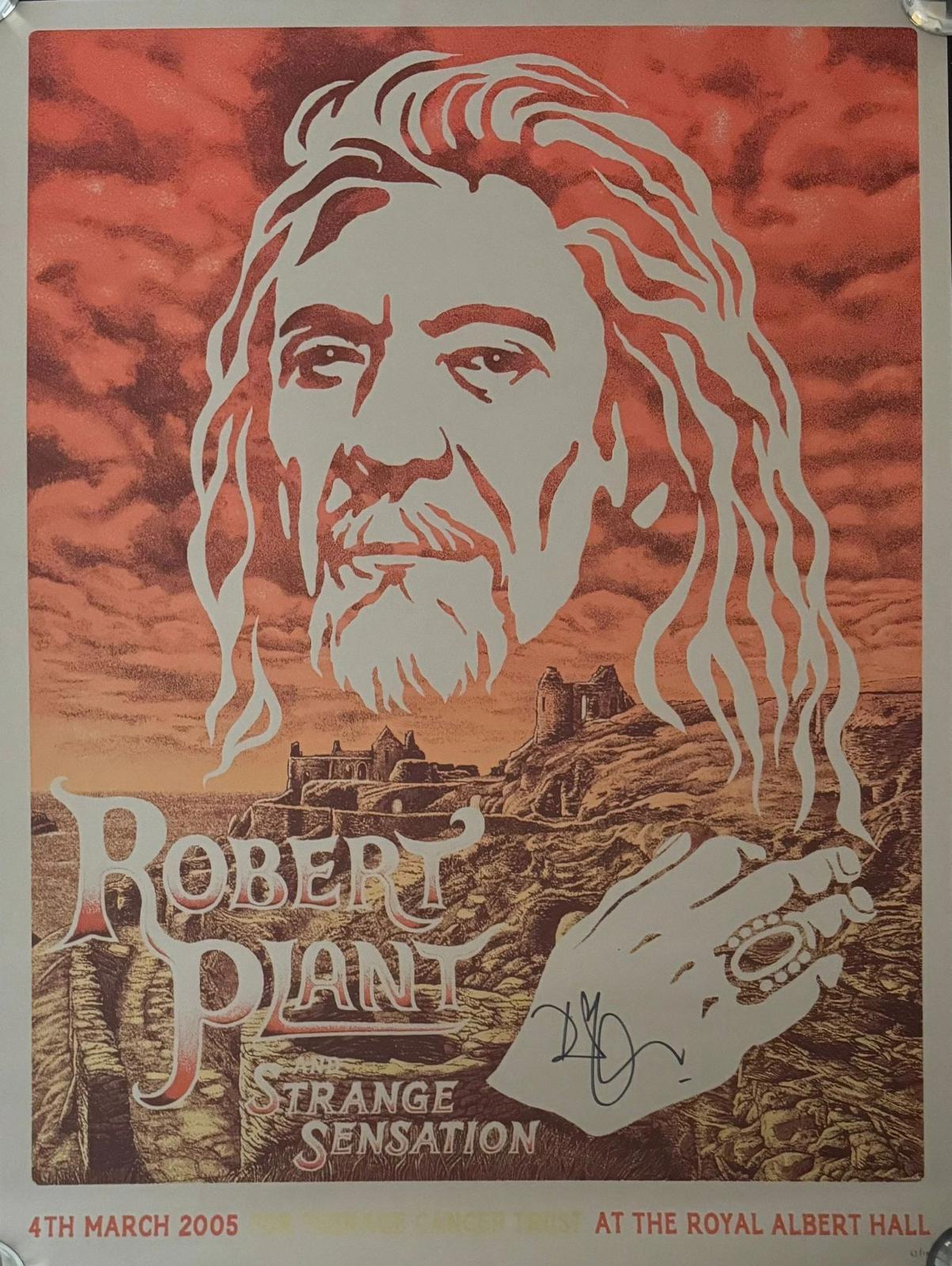 Robert plant Signed strange sensation poster 2005