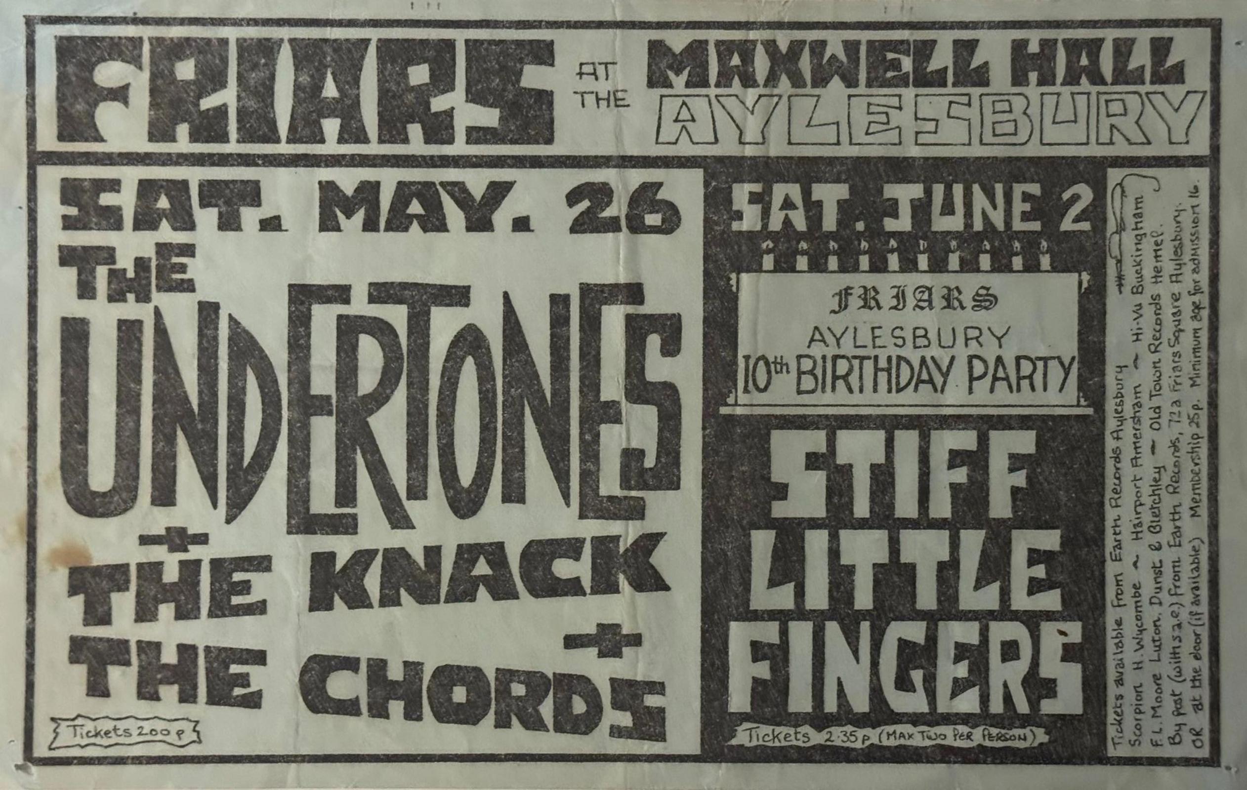 Frias Vale Hall concert flyer 1979