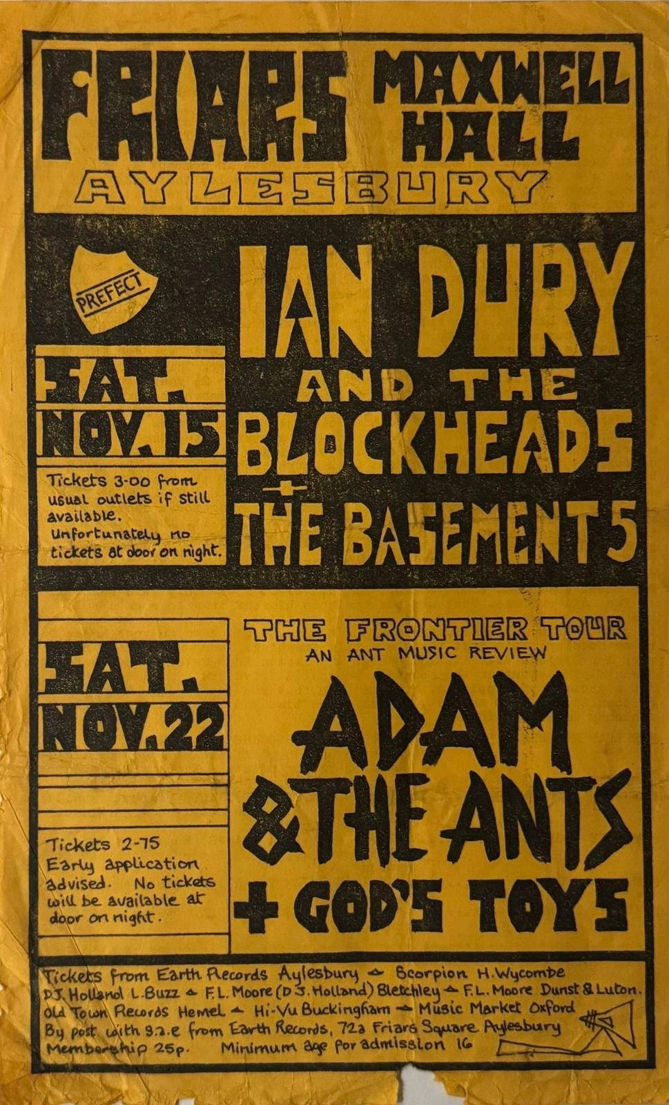 Friars Aylesbury concert flyer 1980