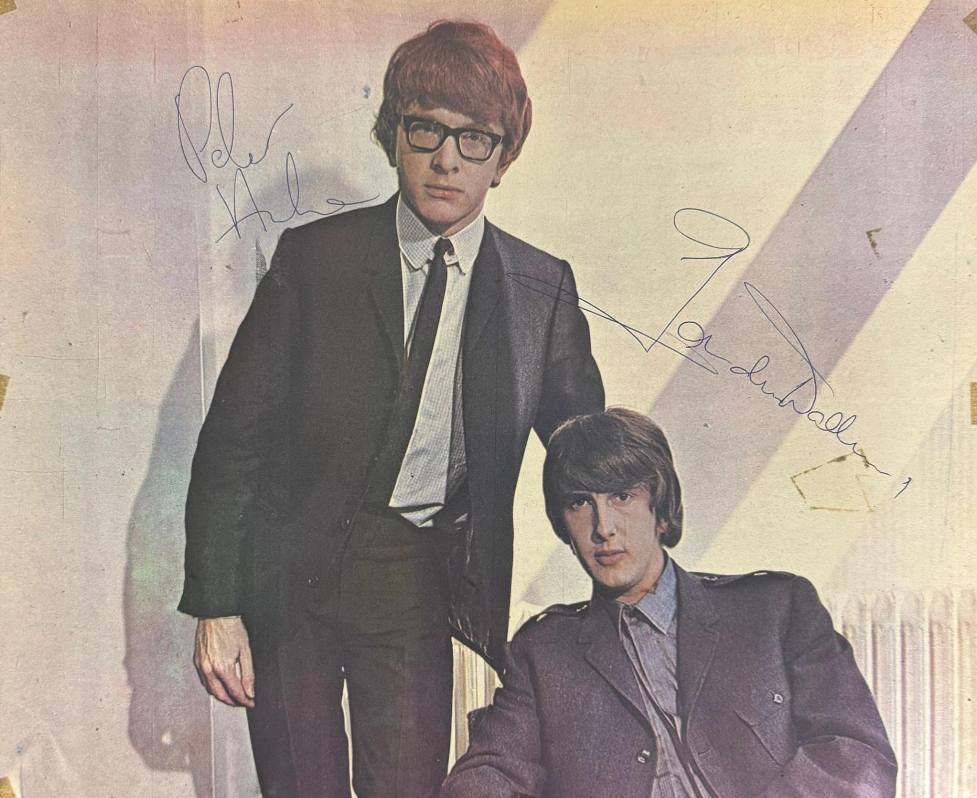 Peter and Gordon signed newspaper clipping
