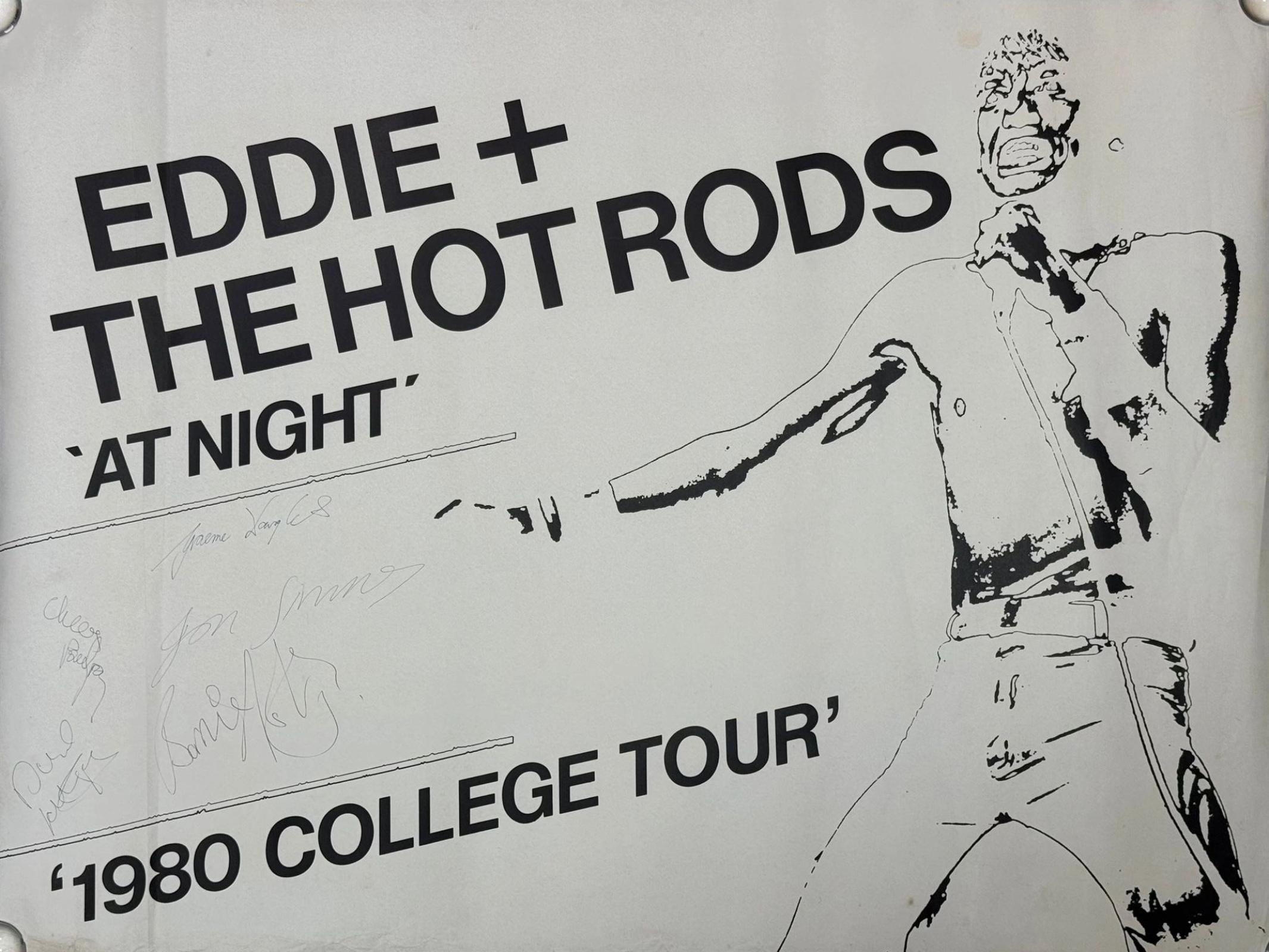 Eddie and The Hot Rods signed college tour poster 1980