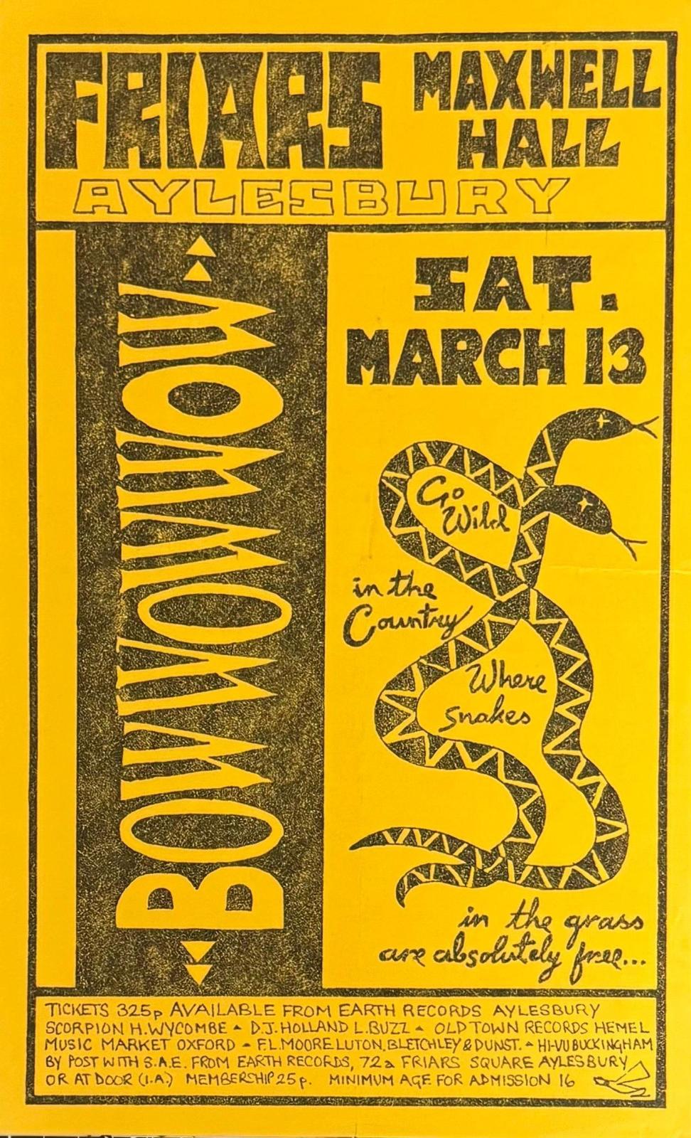 Friars Aylesbury’s Bow WowWow Concert flyer