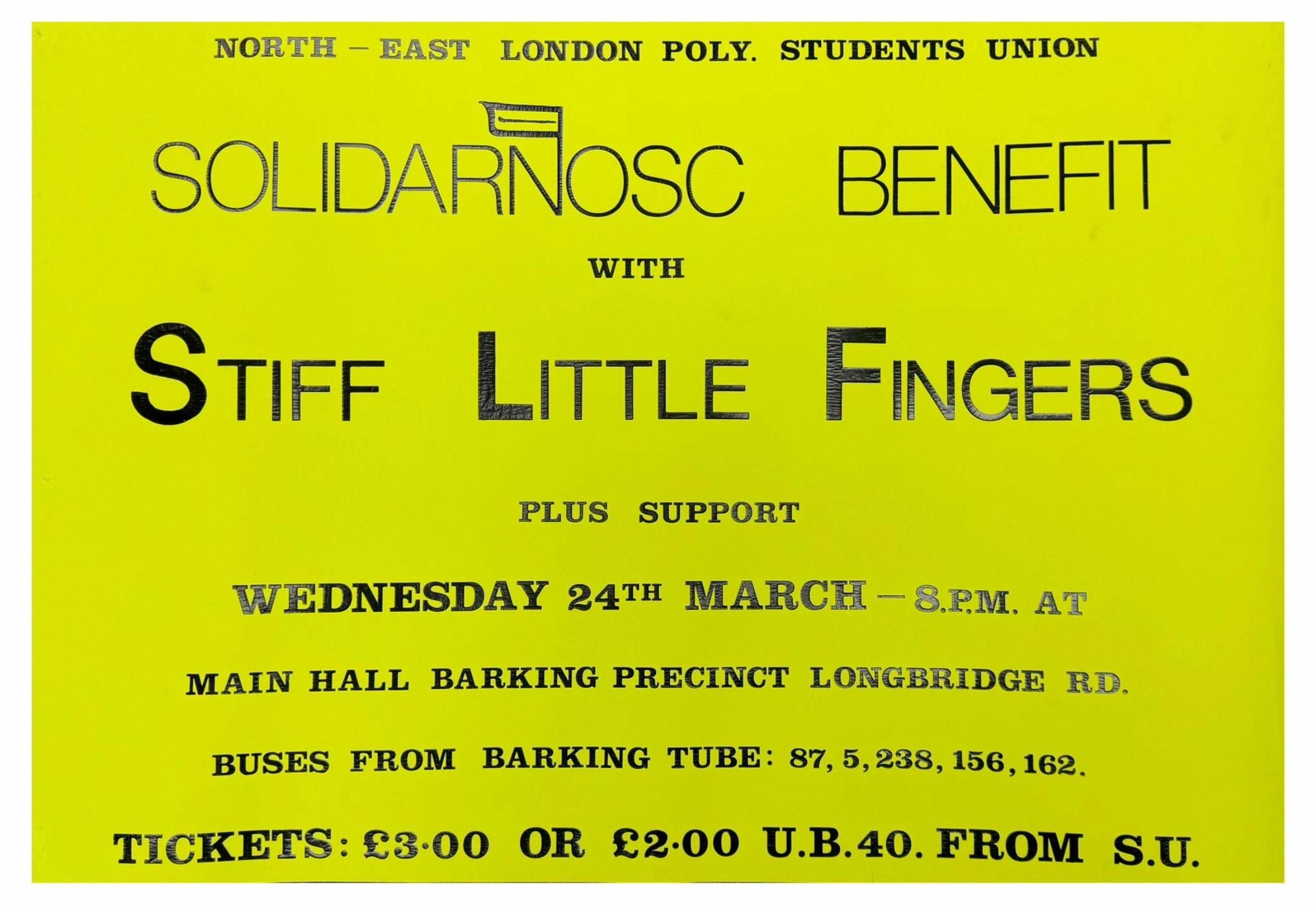 Stiff Little Fingers 1982 concert poster