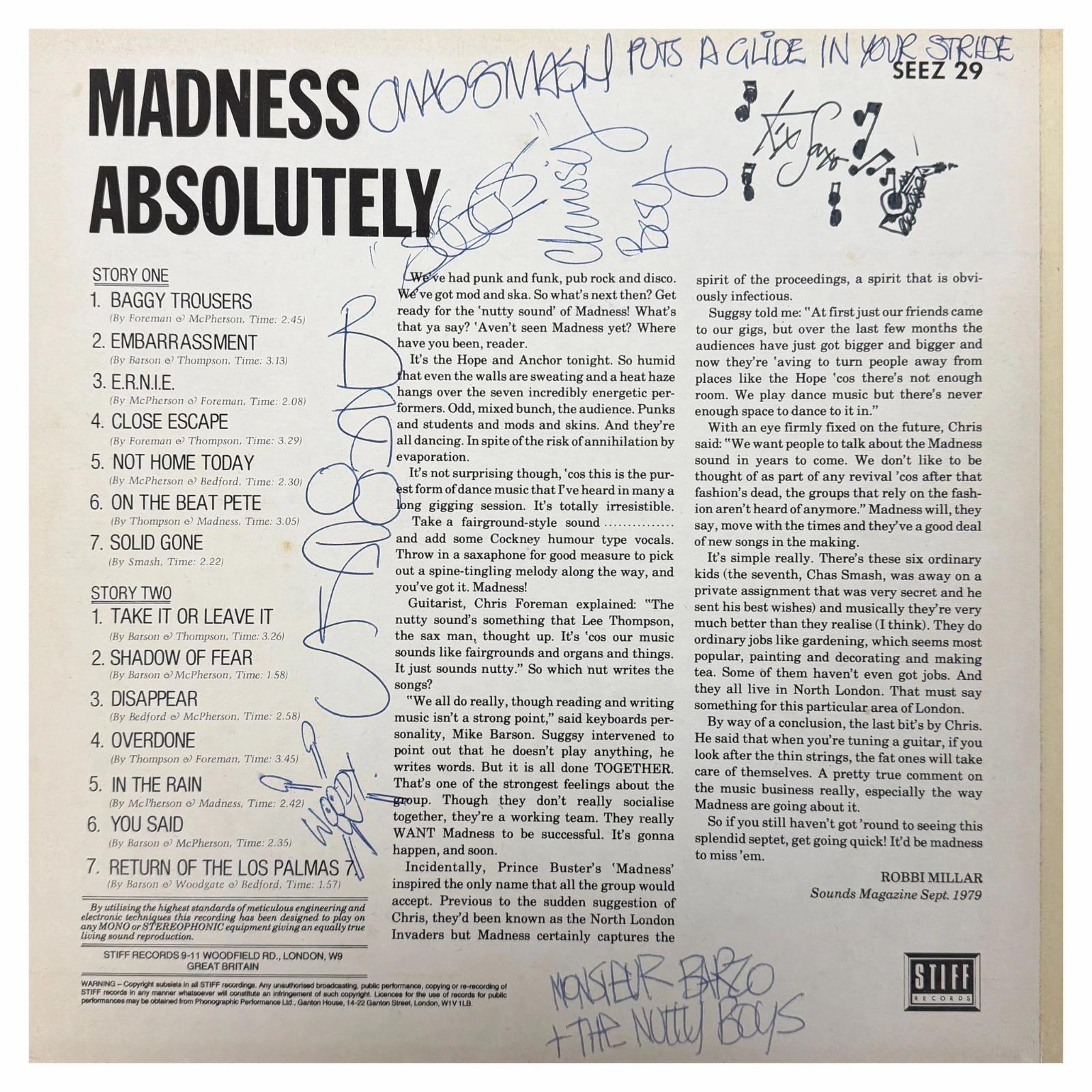 Madness Signed Absolutely LP 1980
