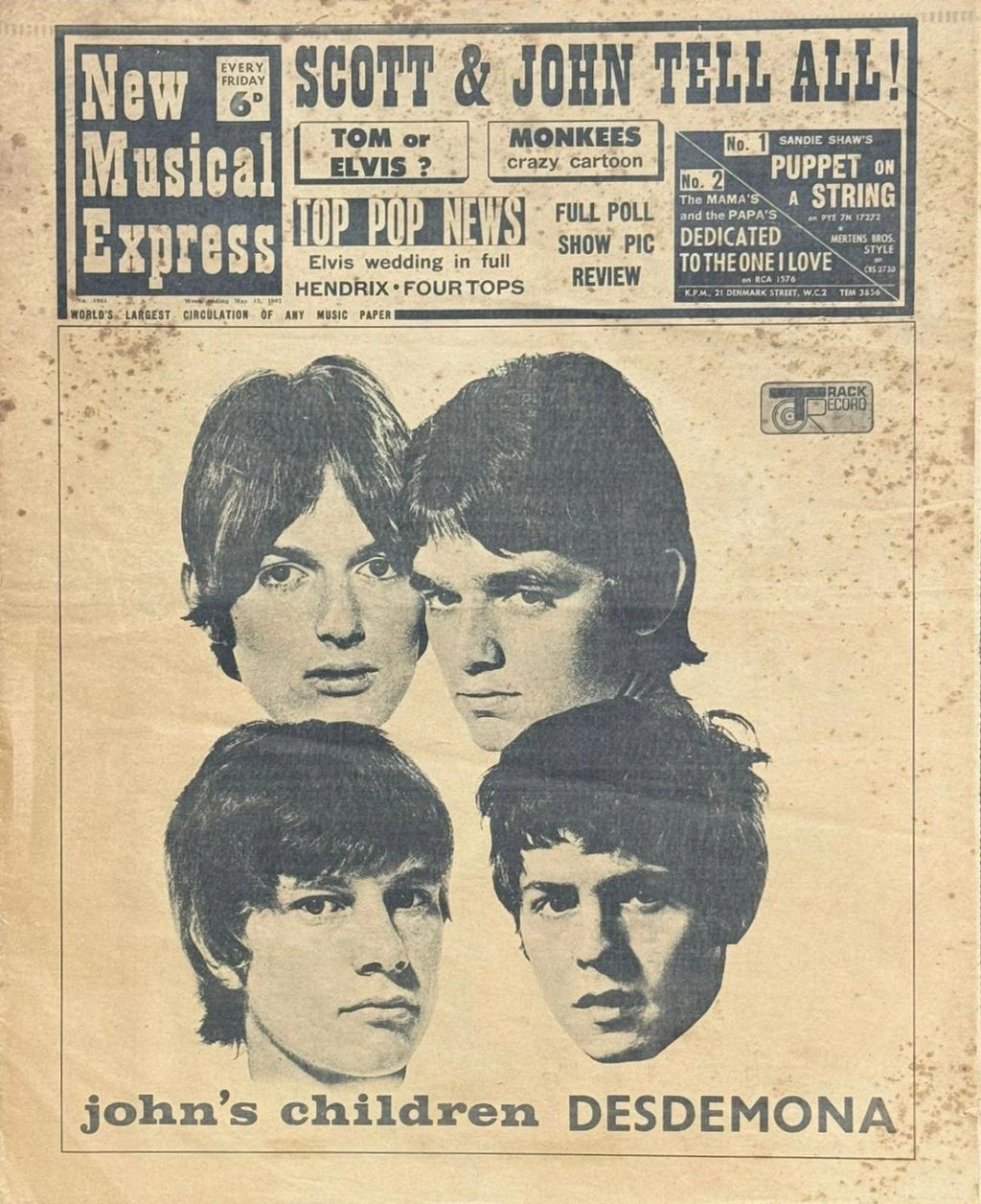 New Musical Express John’s Children issue No 1061