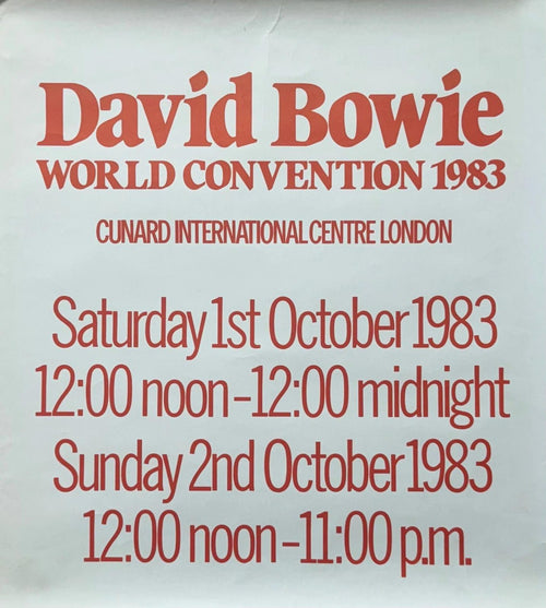 David Bowie World Convention poster 1983