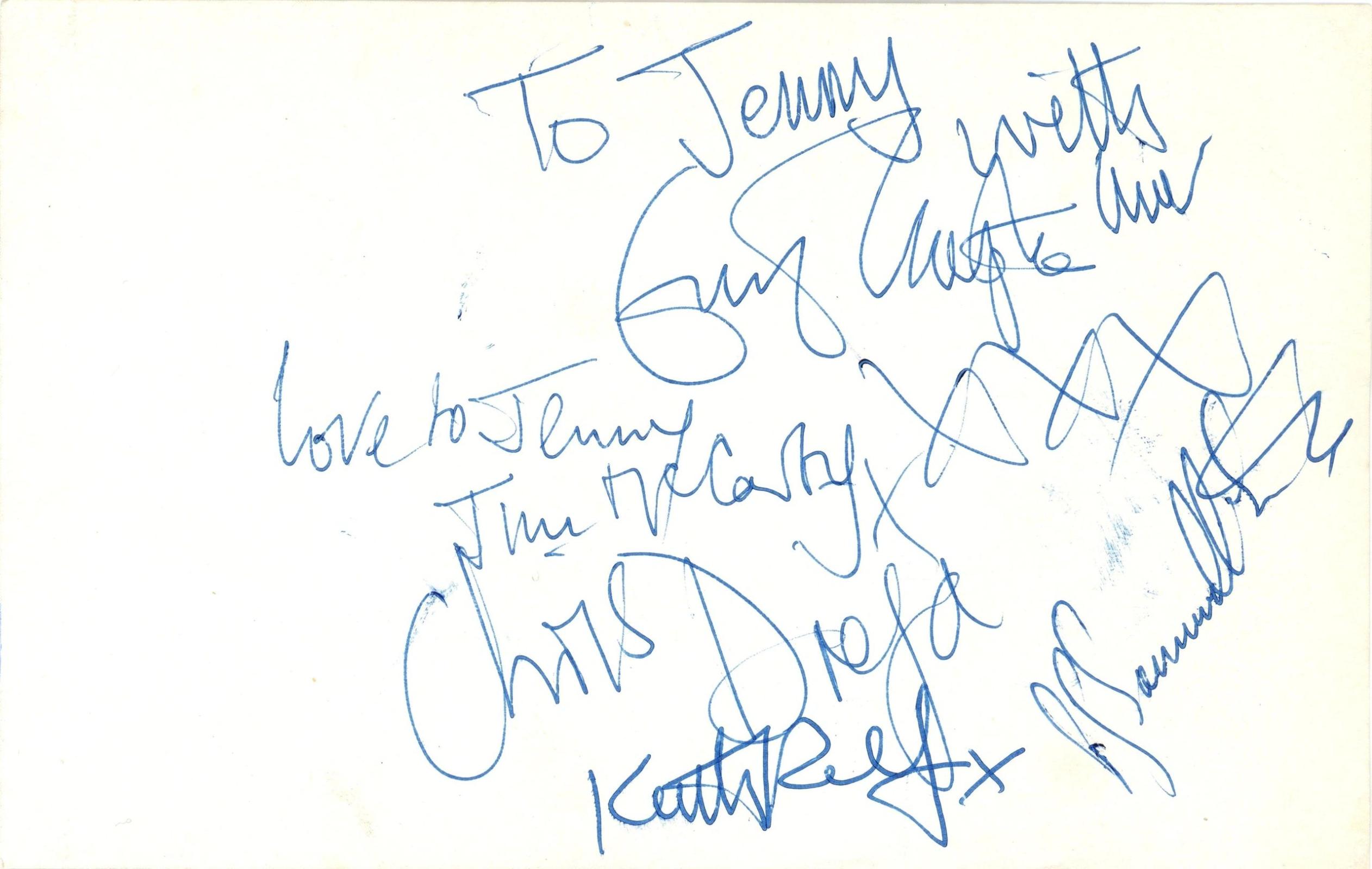 The Yardbirds Signed Columbia records promo card 1964