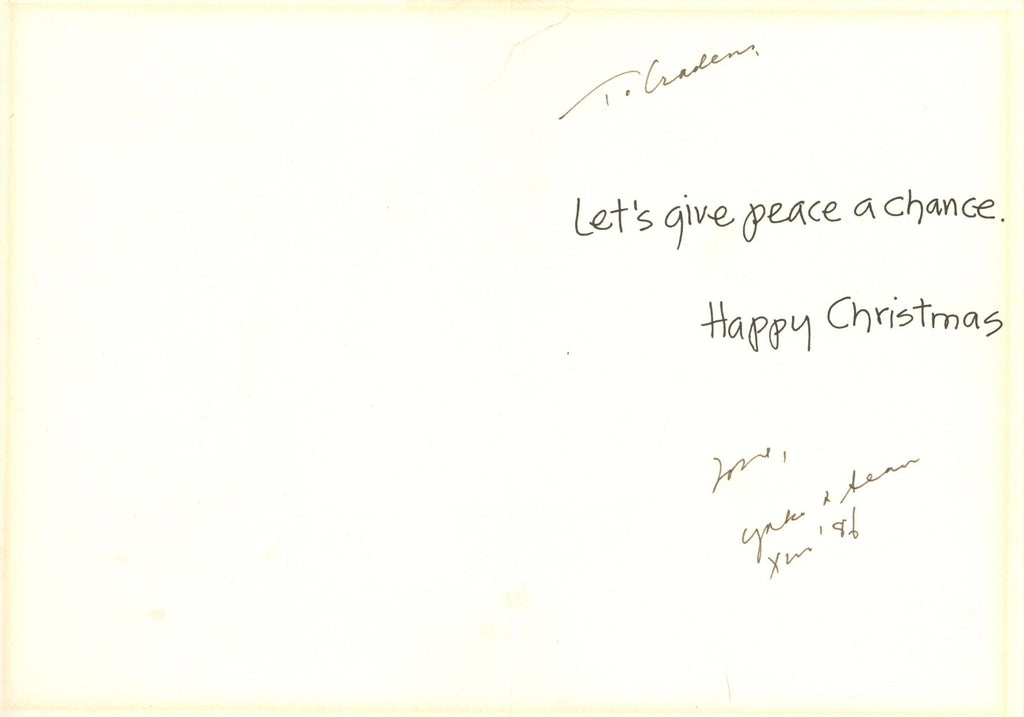 Yoko Ono signed Christmas card 1981