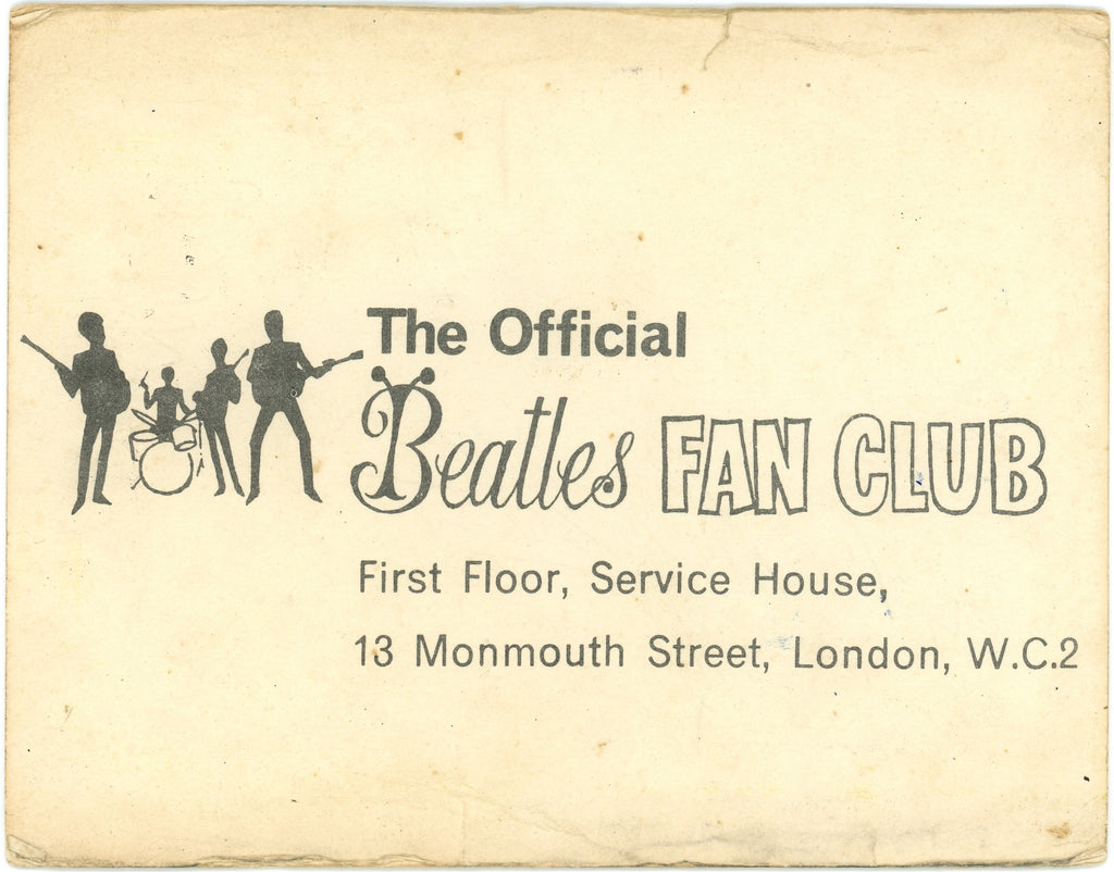 Beatles Fan club card signed by Paul McCartney, George Harrison and Ringo Starr
