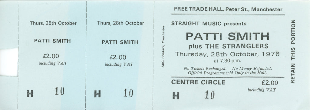 Manchester Free Trade Hall Late 1970s Ticket Collection