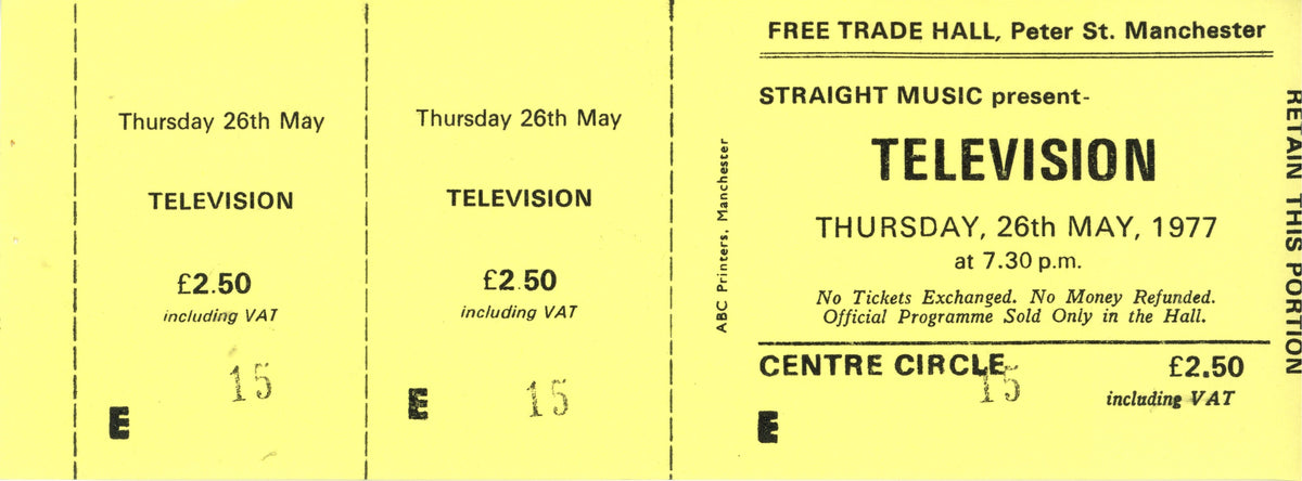 Manchester Free Trade Hall Late 1970s Ticket Collection