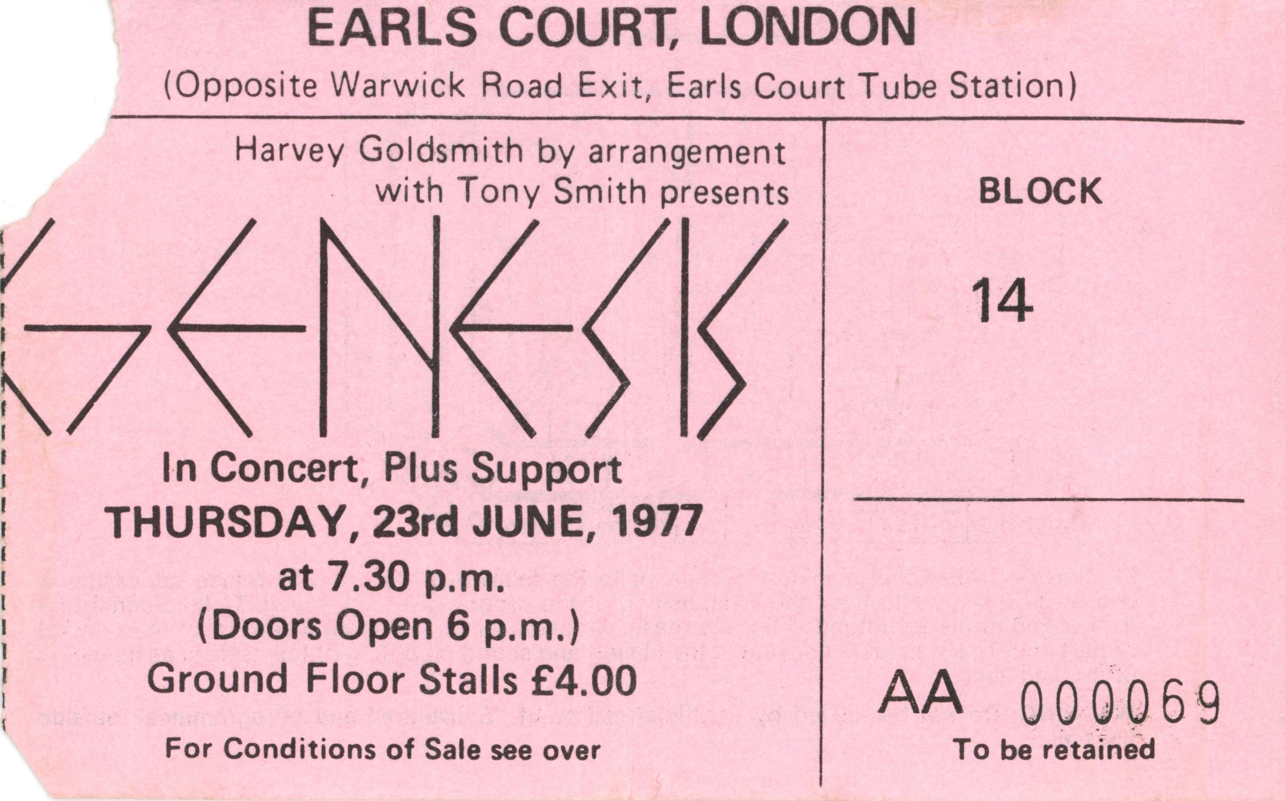 Genesis European Tour "Picturebook" tour programme And tickets 1977