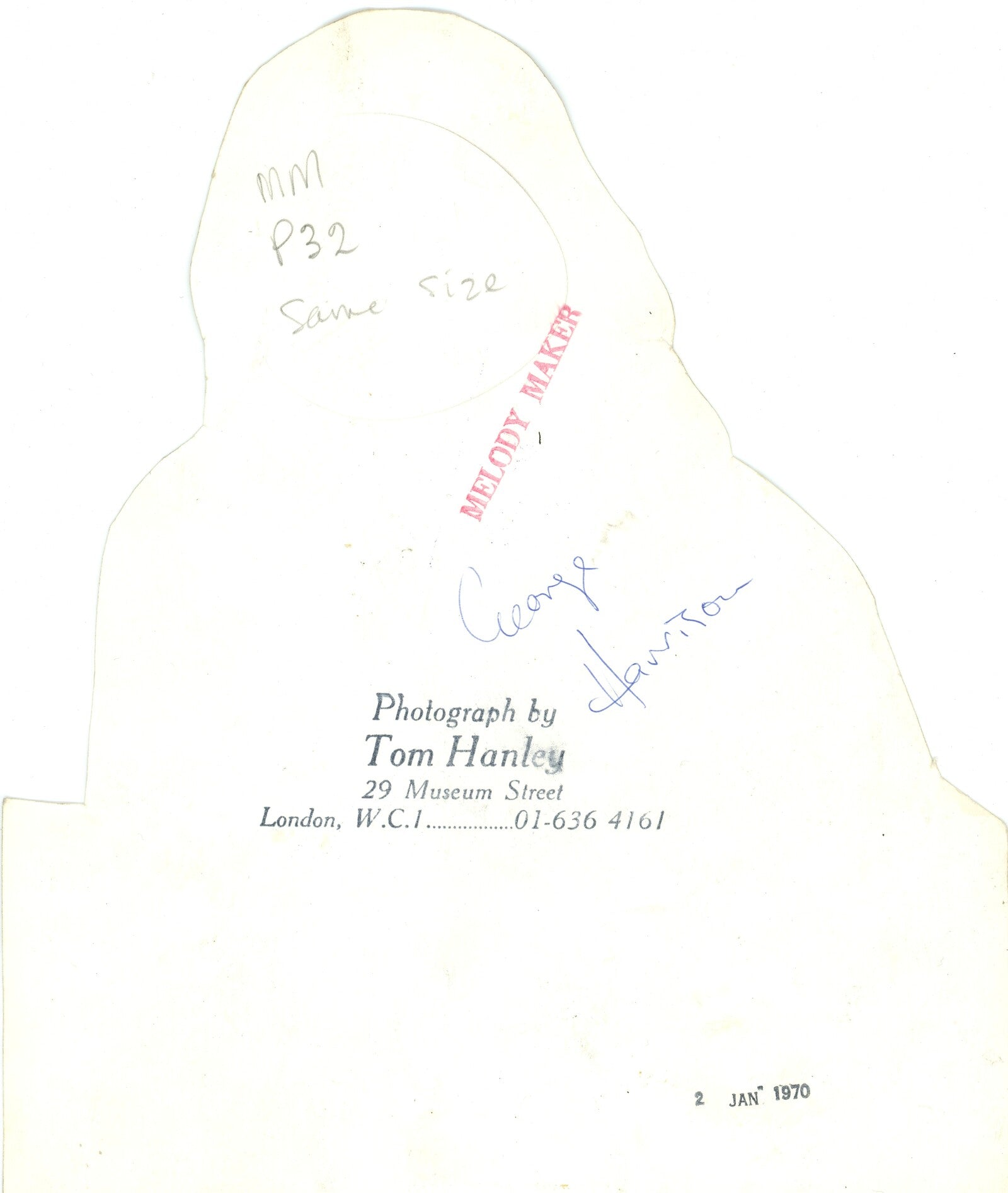 George Harrison Melody Maker cut-out photograph