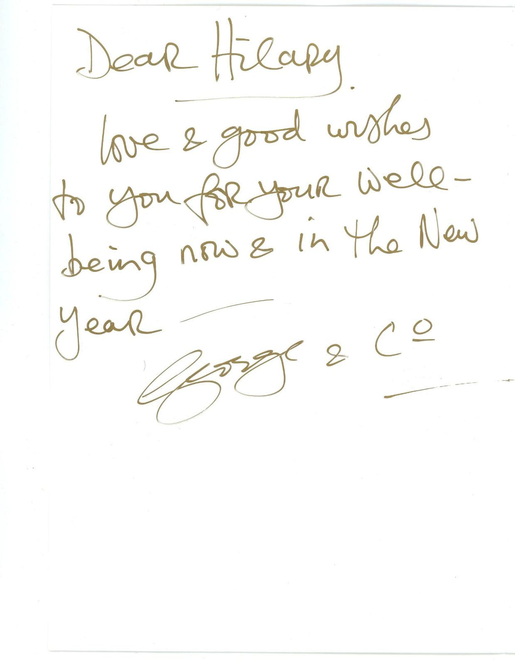 George Harrison Signed Christmas Card to Hilary Gerrard