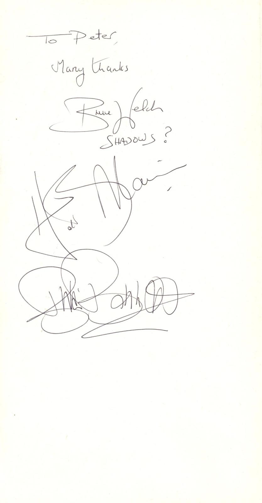 The Shadows Signed British Airways Crown First Class airline menu