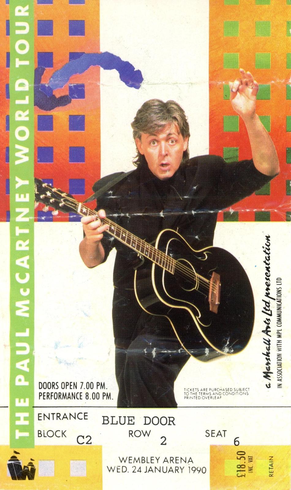 Paul McCartney ticket stub 1990