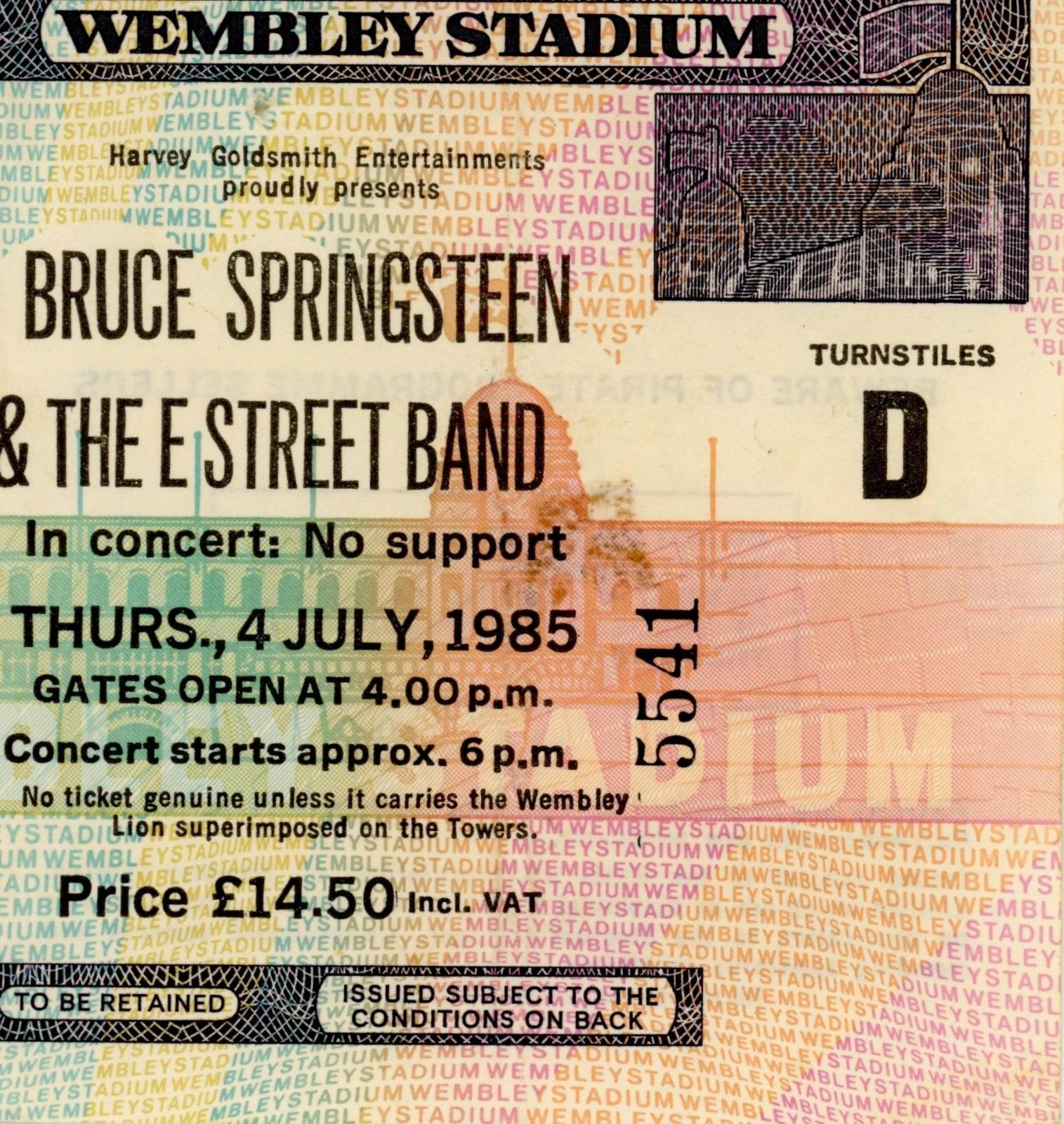 Bruce Springsteen Ticket Stub 1985