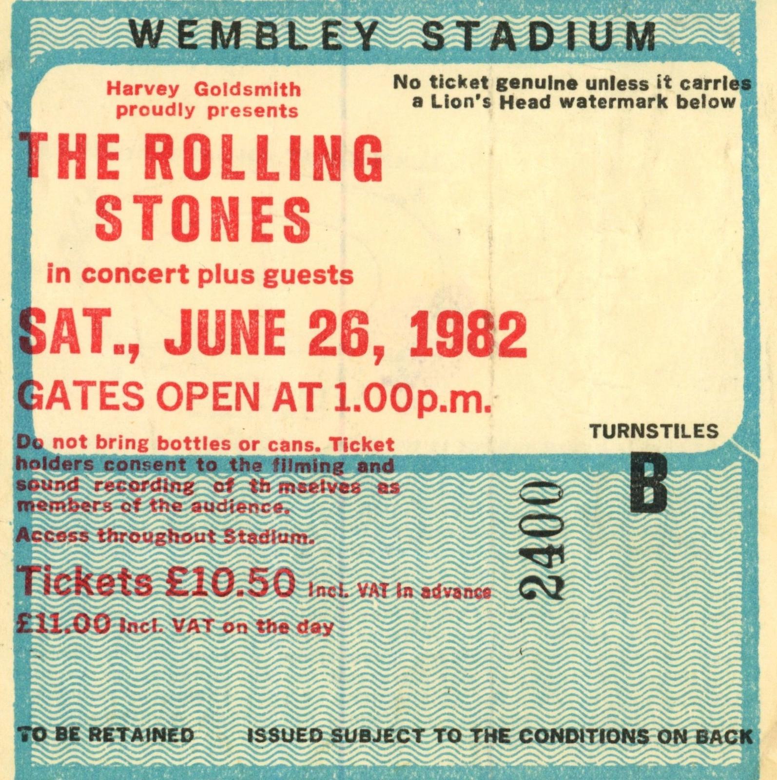 Rolling stones ticket stub 1982