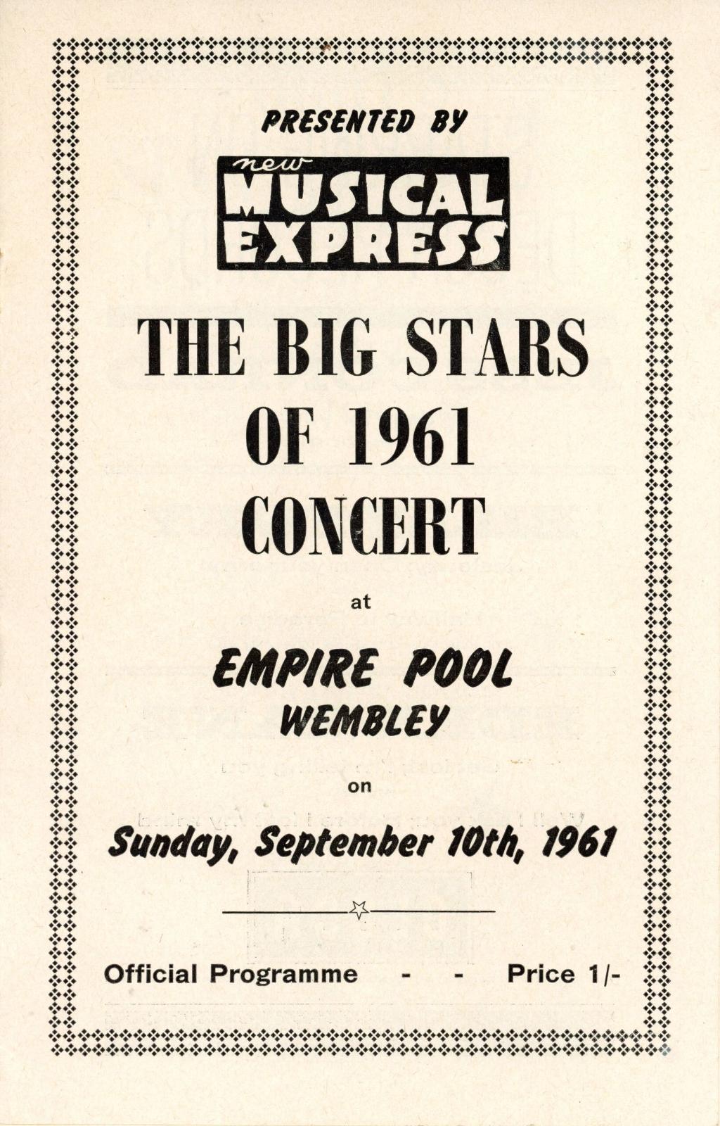 New Musical Express "The Big Stars of 1961 Concert," programme