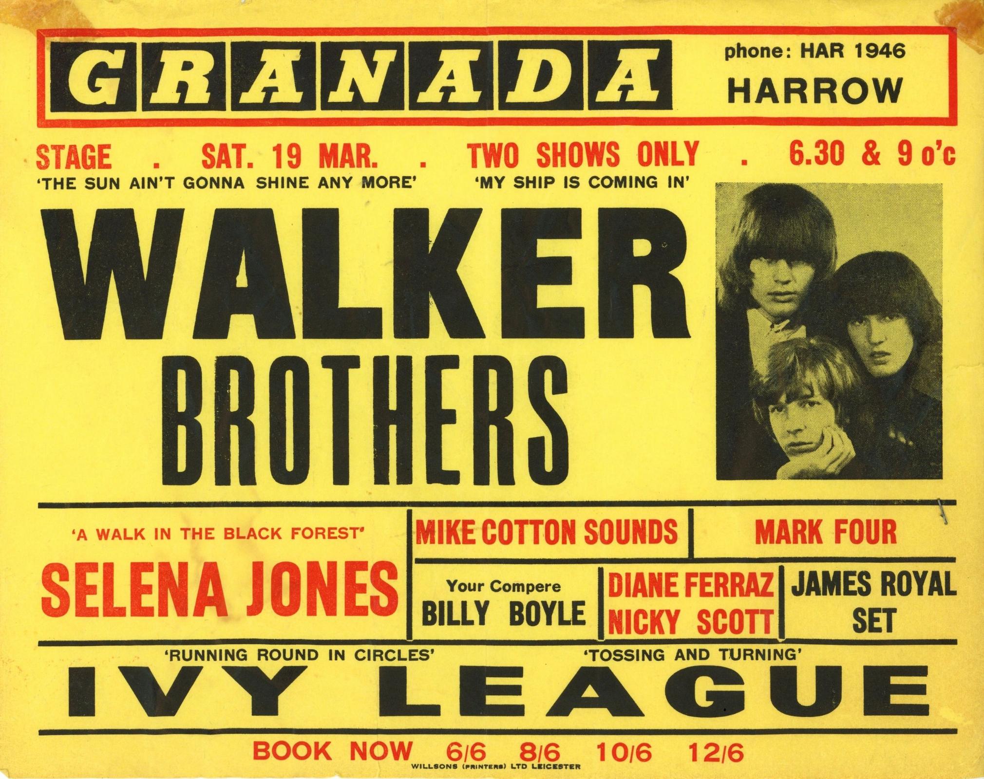 The Walker Brothers Granada Theatre Handbill and ticket stub