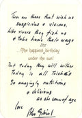 Peter Gabriel Handwritten Birthday poem