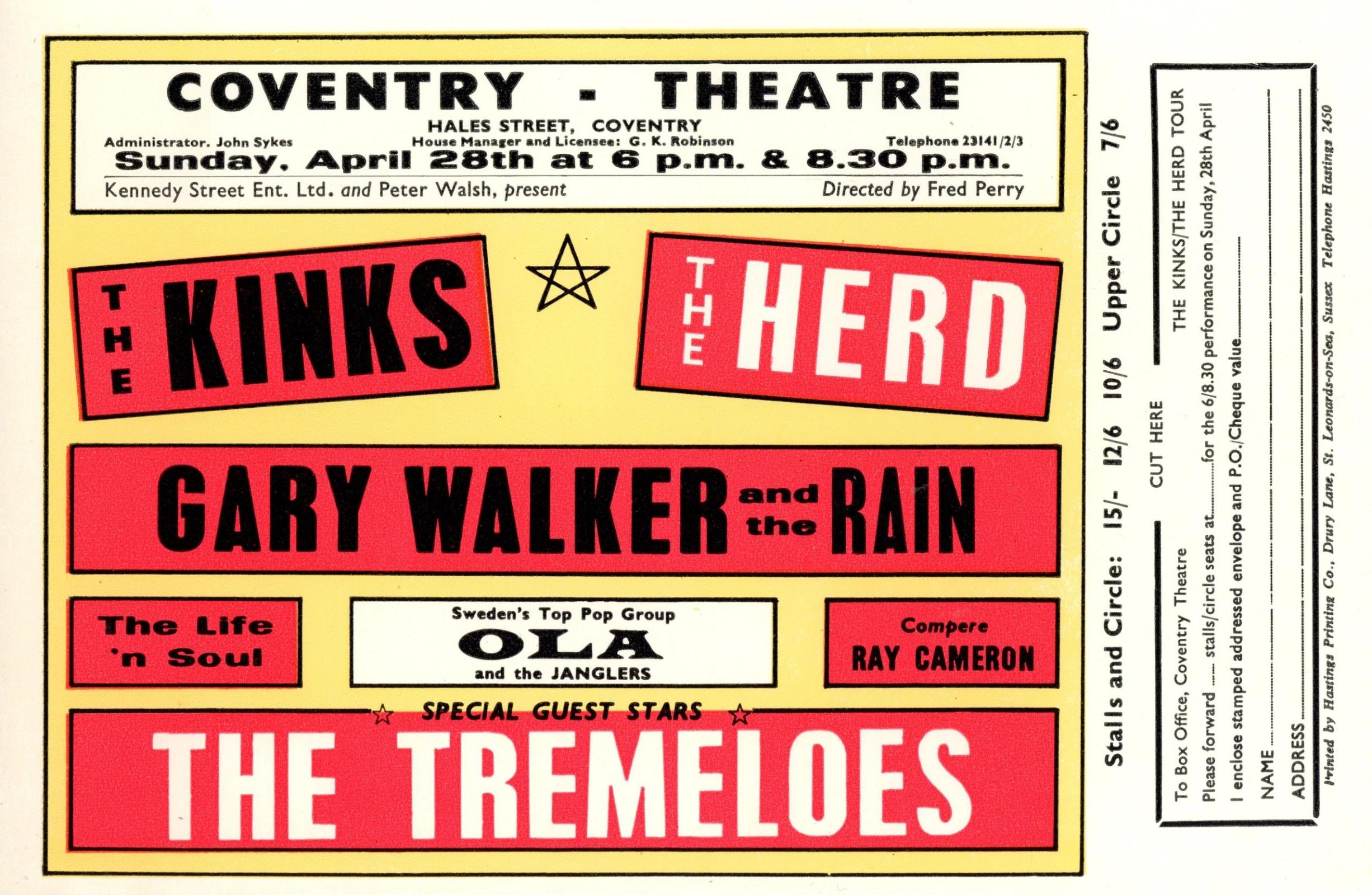 Kinks And The Herd Handbill 1968