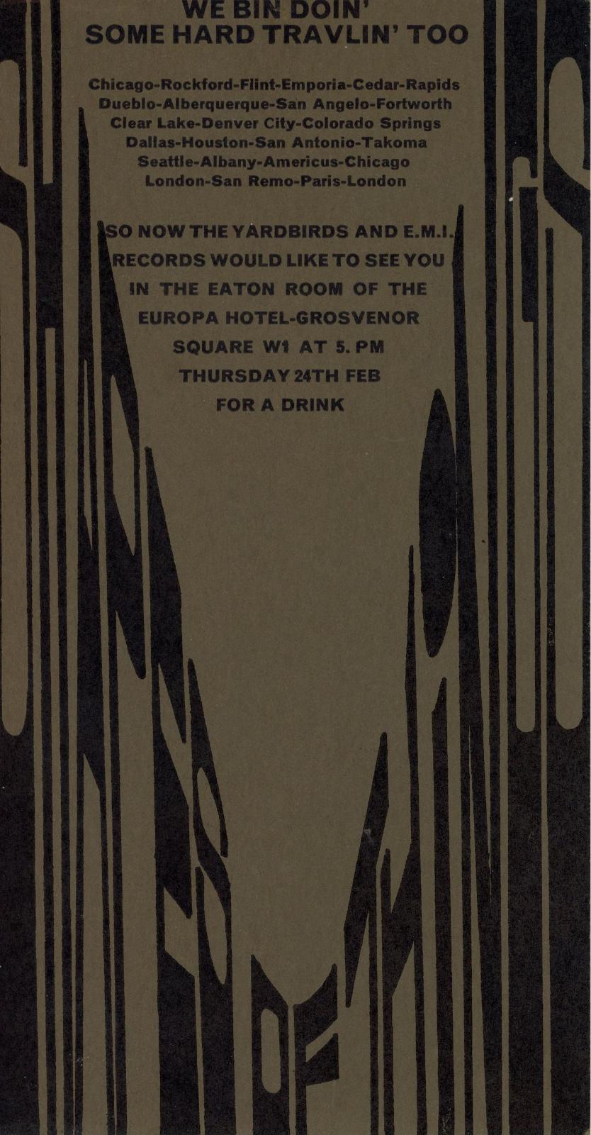 Yardbirds reception invitation