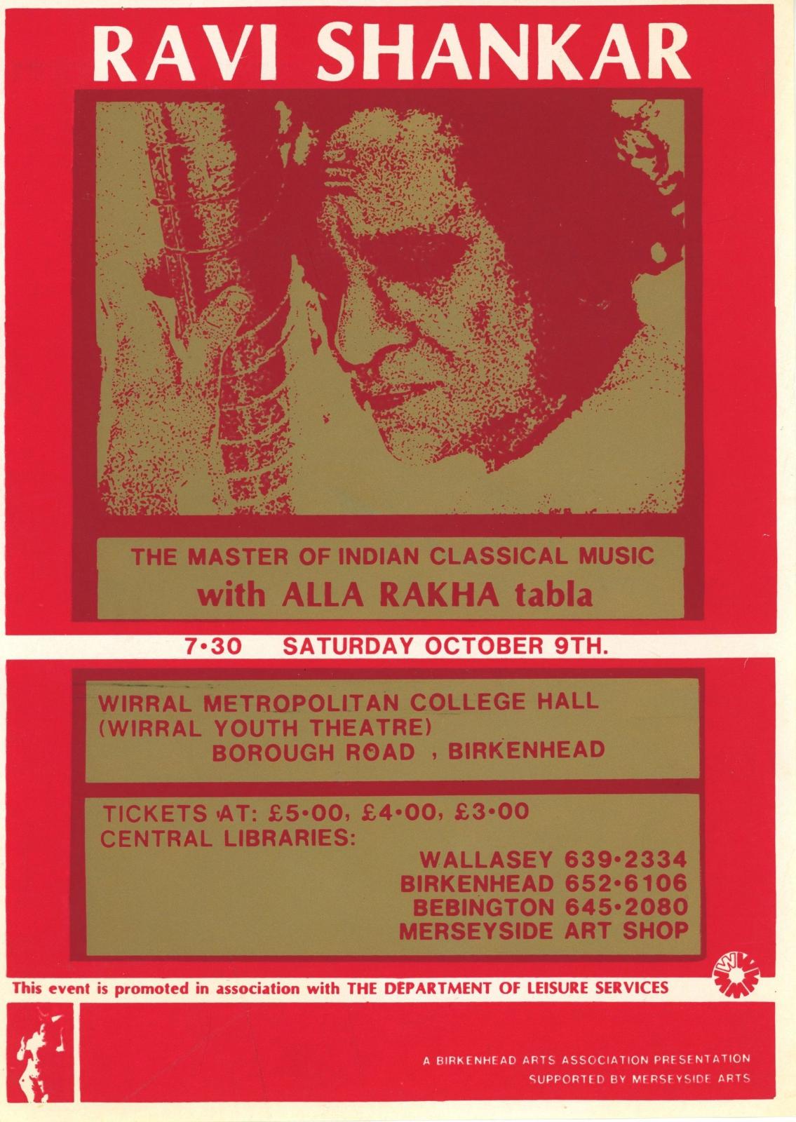 Ravi Shankar concert flyer