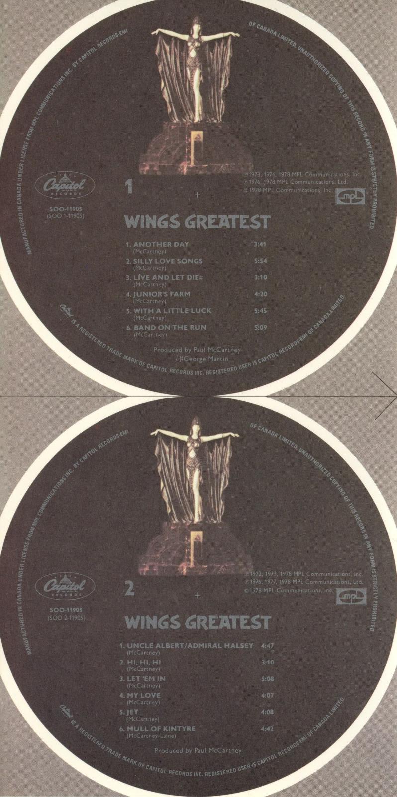 Paul McCartney and Wings “Wings Greatest Hits” unused record centre 1978