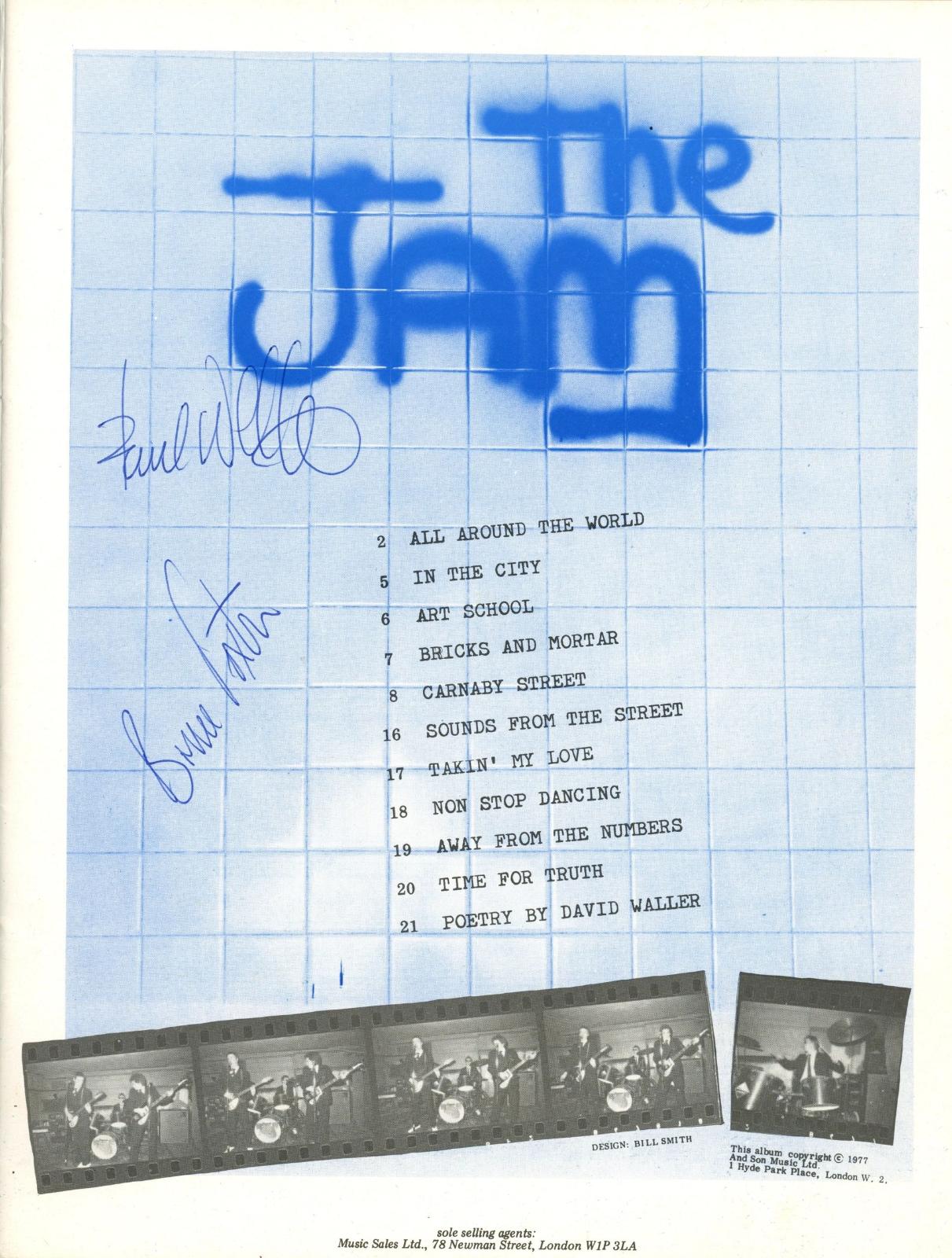 The Jam signed songbook 1977