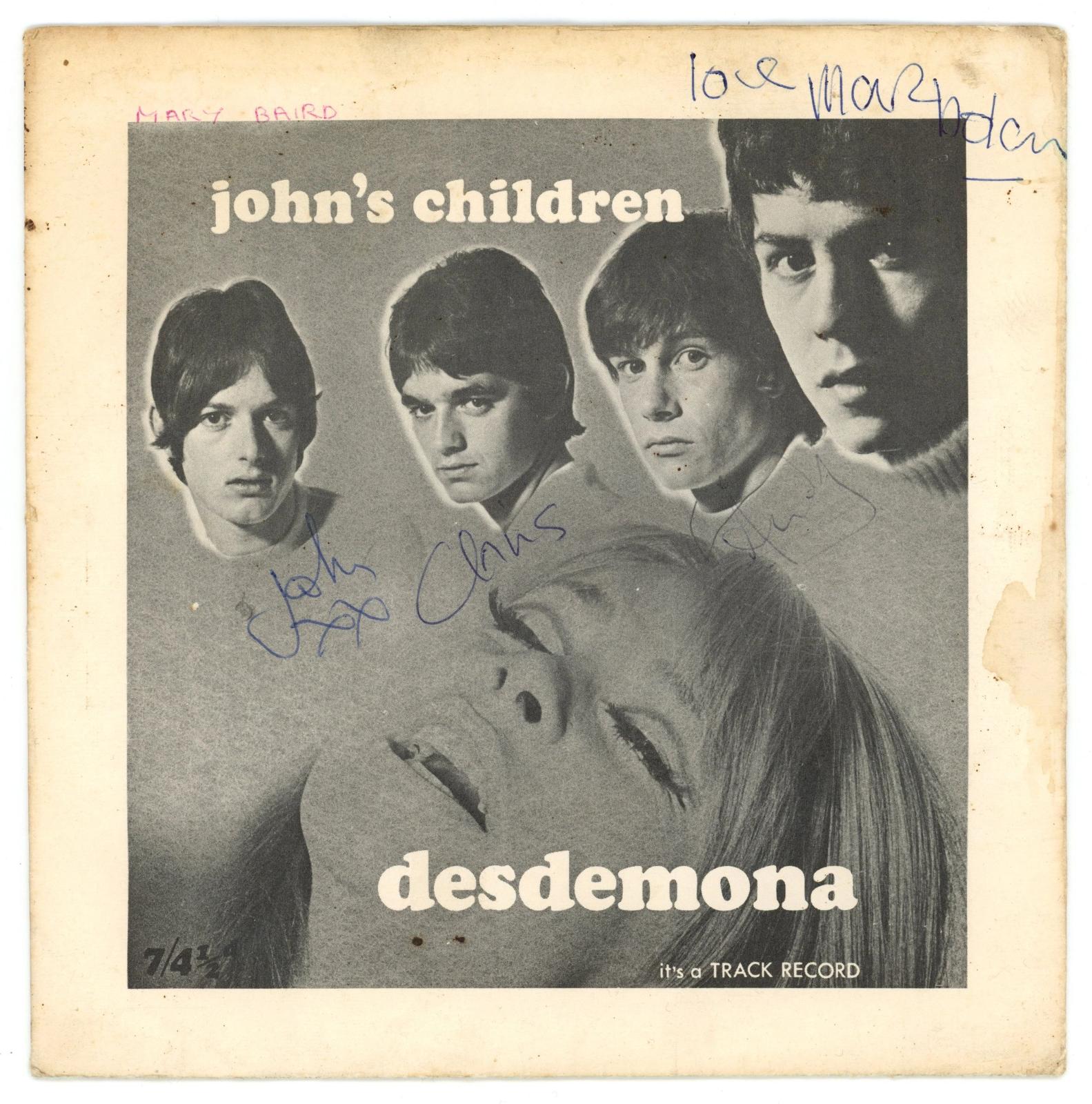 Johns Children signed 1967 single “Desdemona"