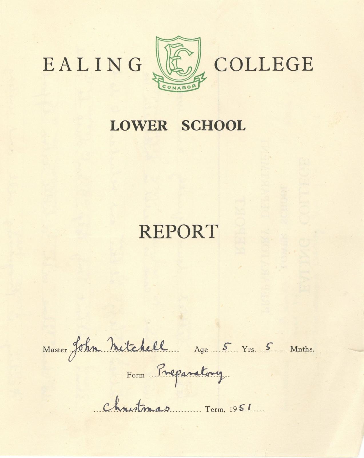 Mitch Mitchell school report card 1951