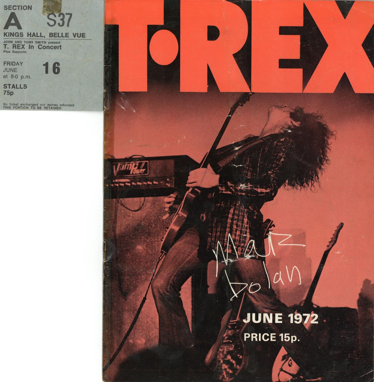 T. Rex Concert Programme and Ticket Stub