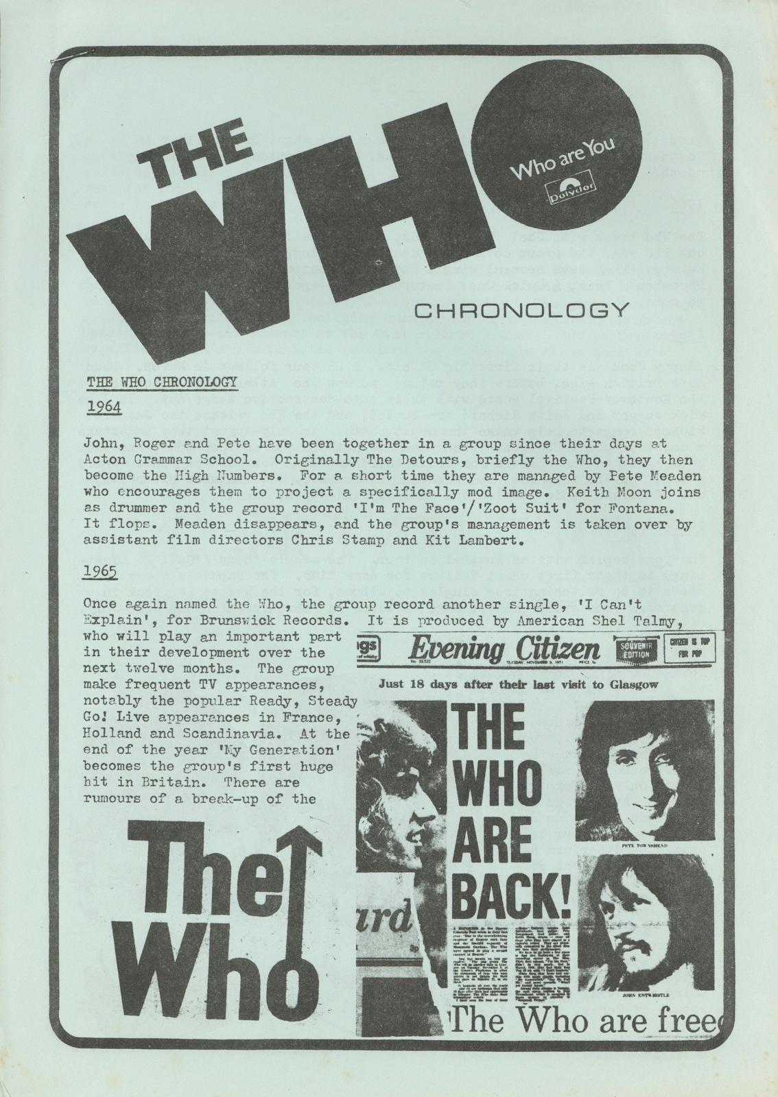 The Who Chronology