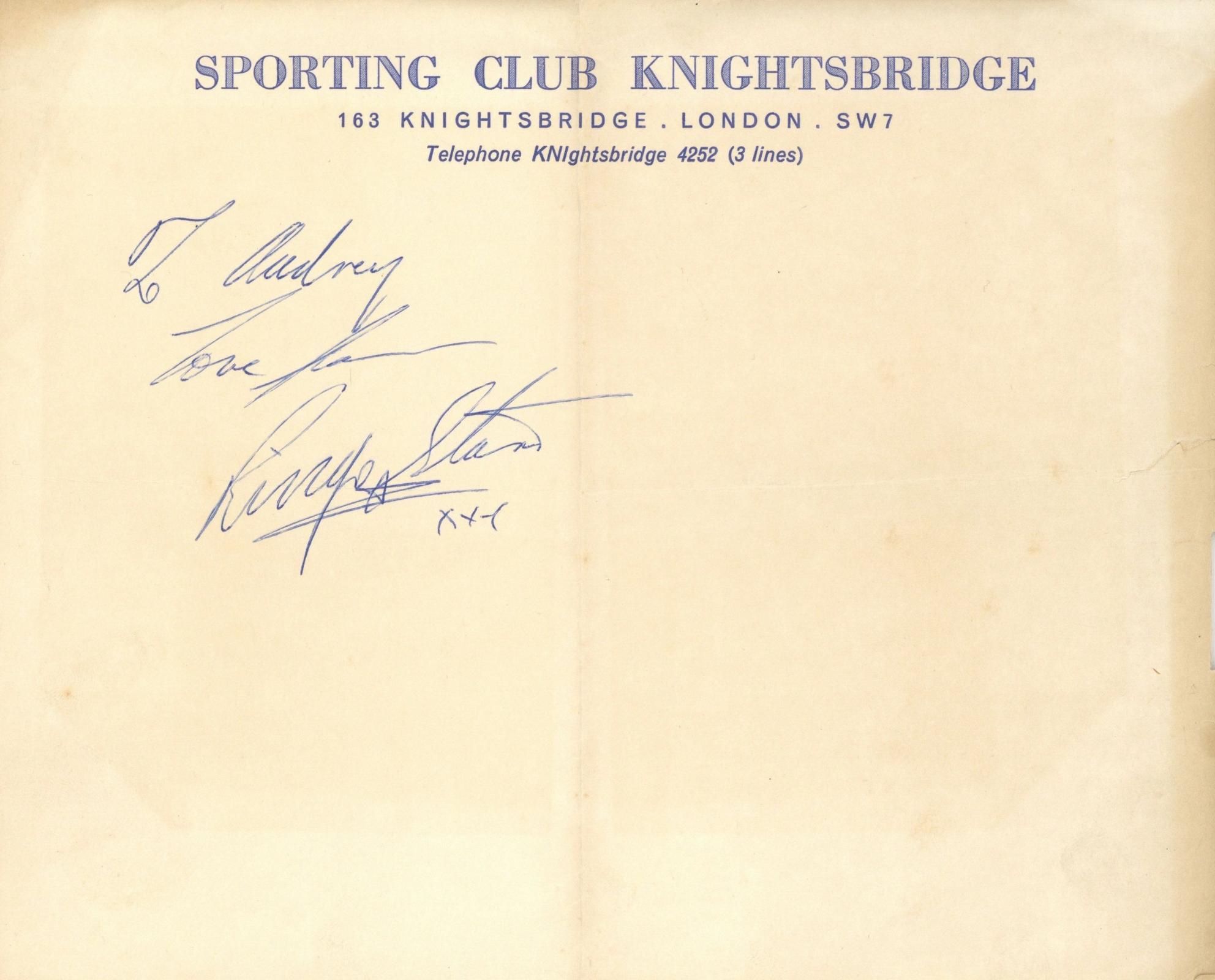 Ringo Starr Autograph 1969