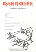 Iron Maiden signed letterhead
