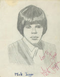 Mick Jagger Autographed Fan made Sketch 1963