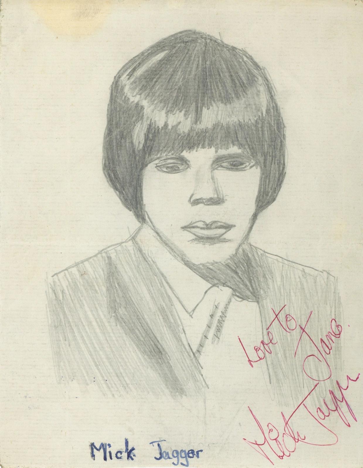 Mick Jagger Autographed Fan made Sketch 1963