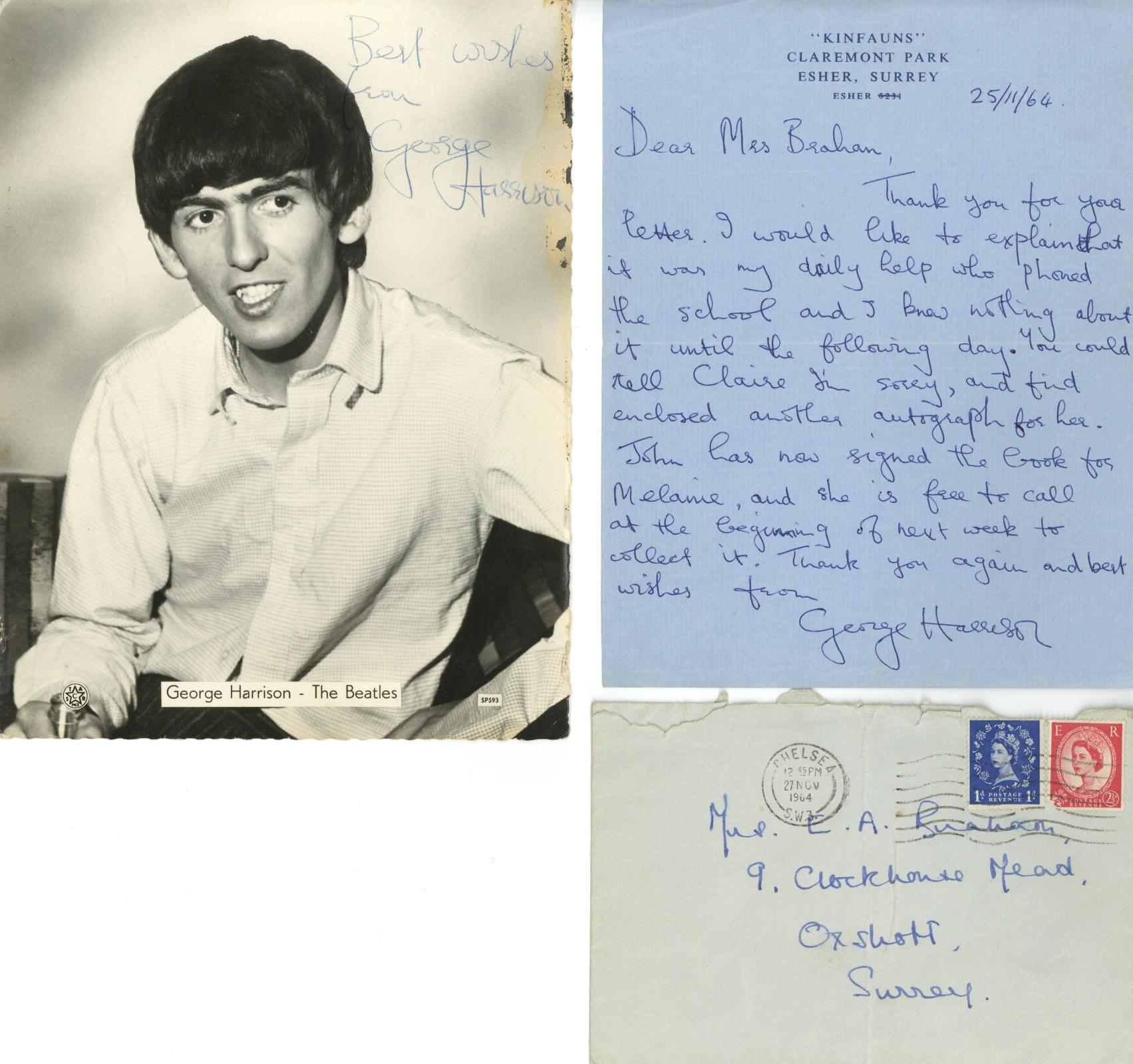 George Harrison Handwritten Letter and Autograph 1964
