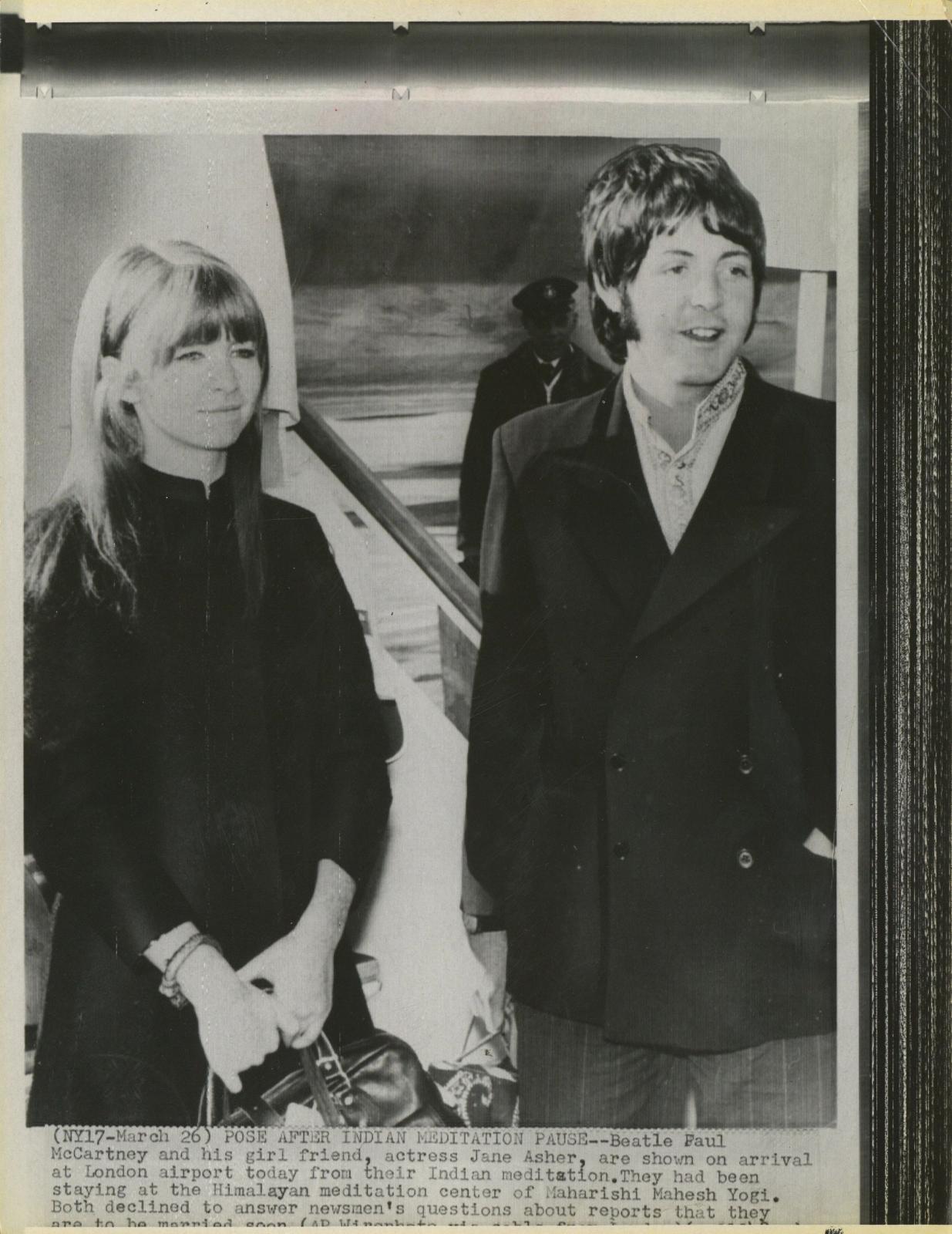 Paul McCartney and Jane Asher photograph 1968