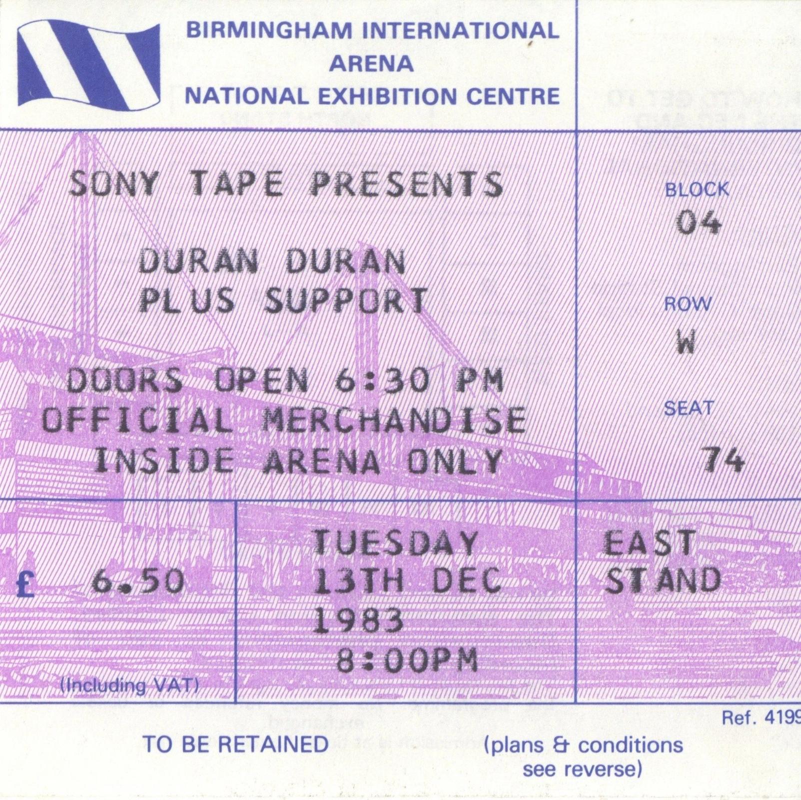 Duran Duran Concert ticket stub 1983