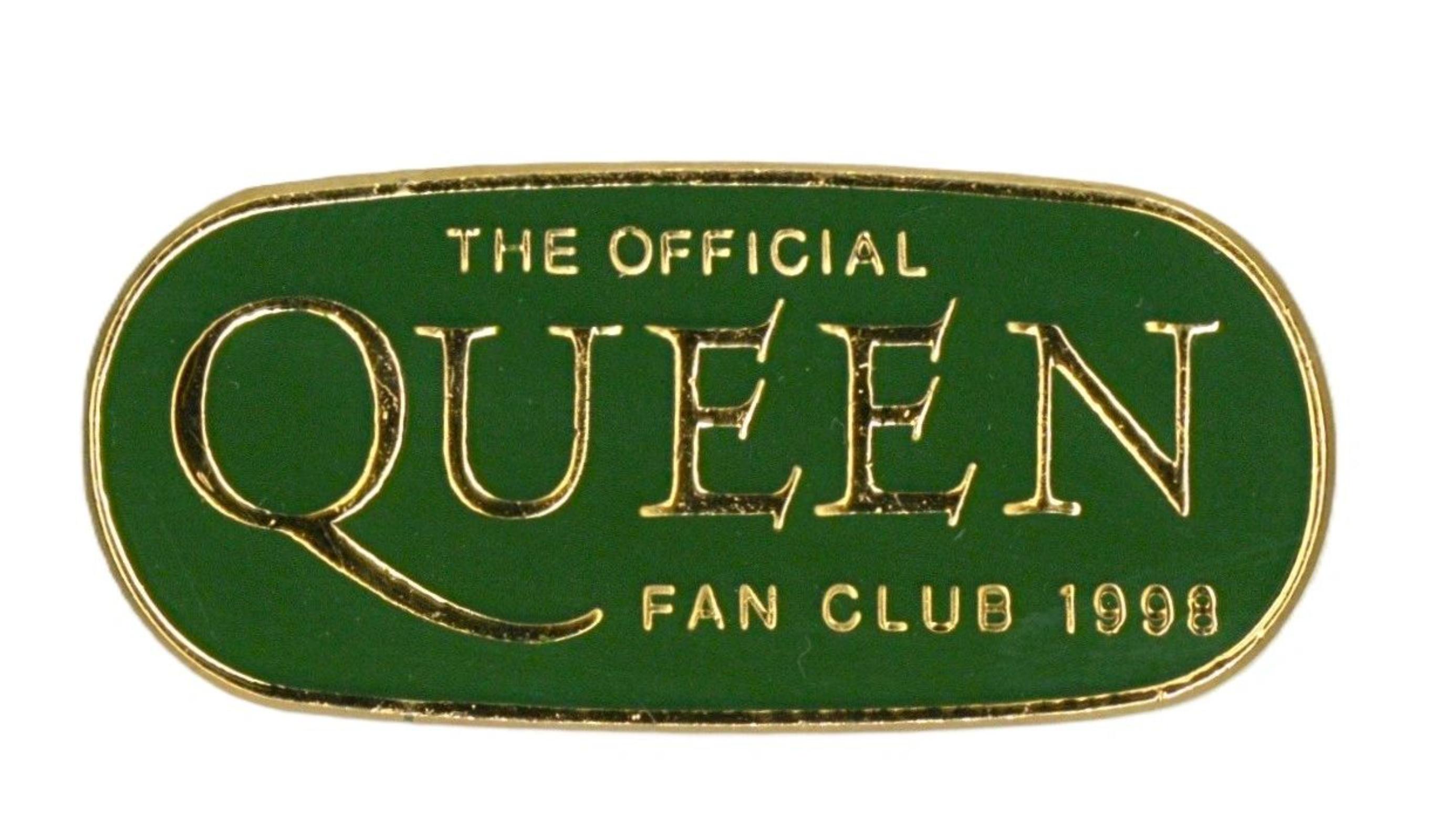 Queen Fan Club green enamel pin badge 1998
