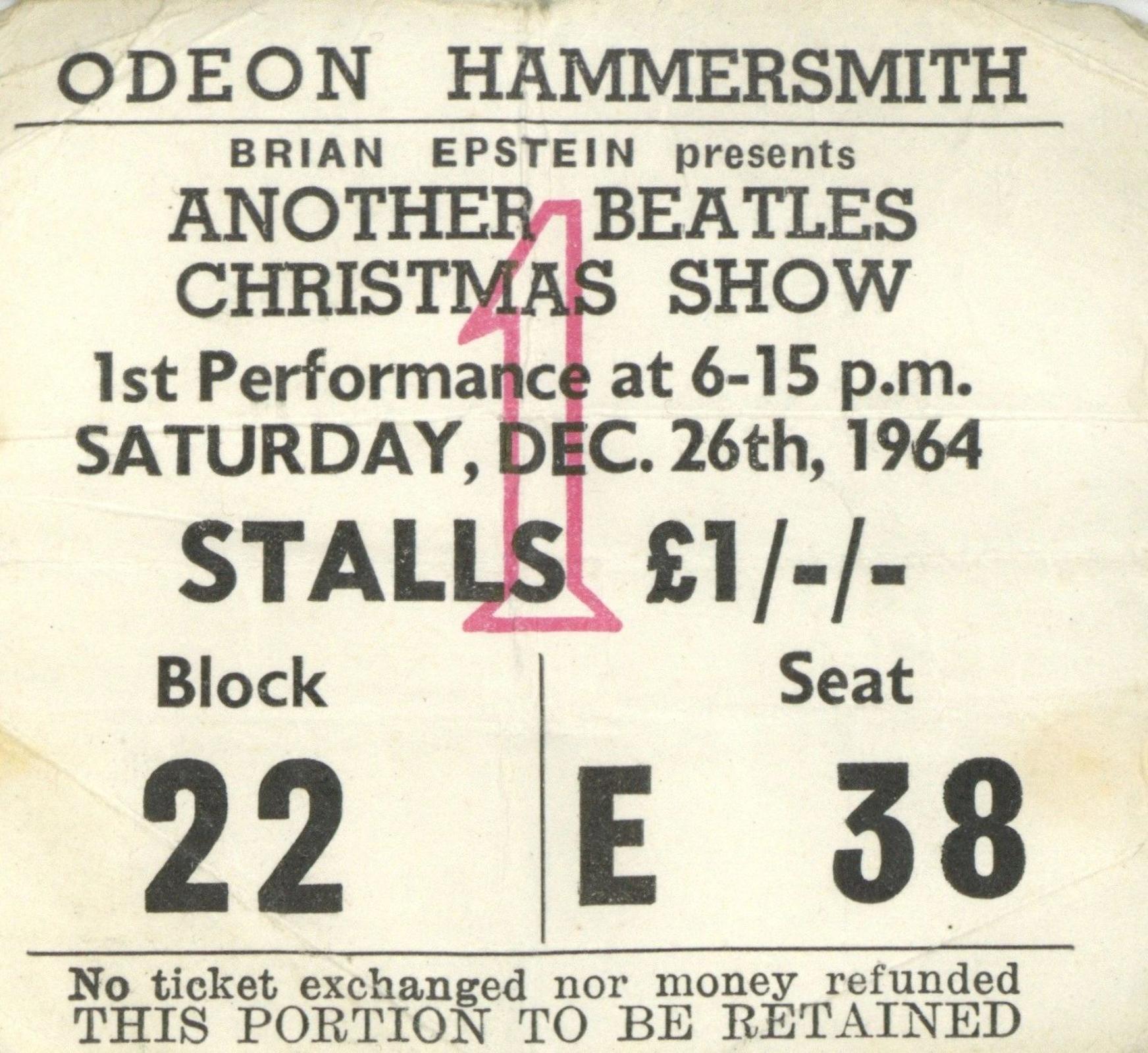 The Beatles Another Christmas Show Ticket Stub