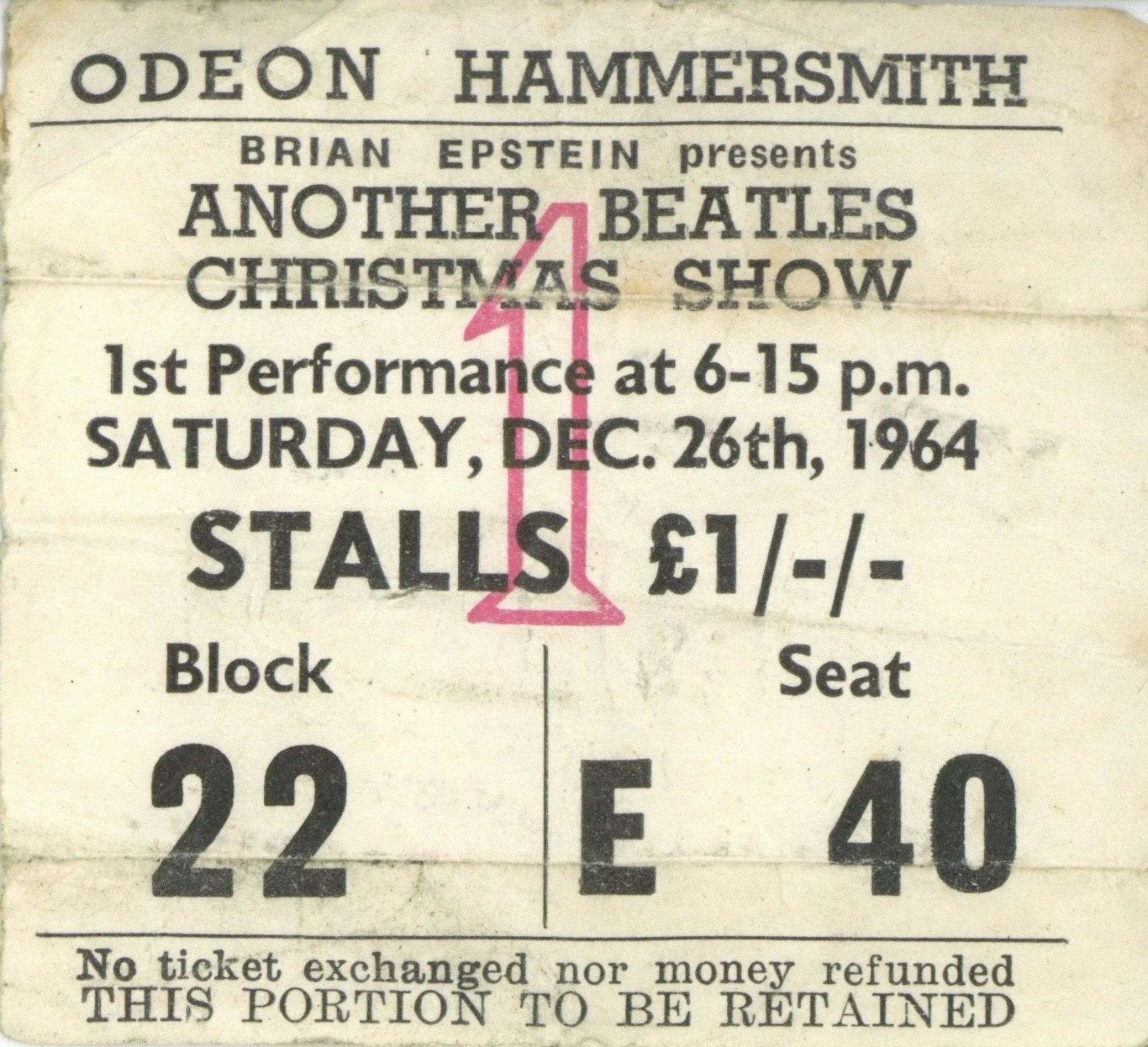 The Beatles Another Christmas Show Ticket Stub