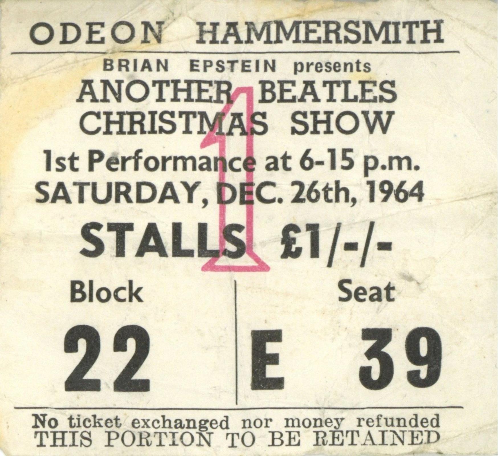 The Beatles Another Christmas Show Ticket Stub